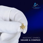 Craft Sq & Compass Gold Masonic Badge with G