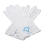 White 100% Cotton Masonic Gloves with Lodge Number