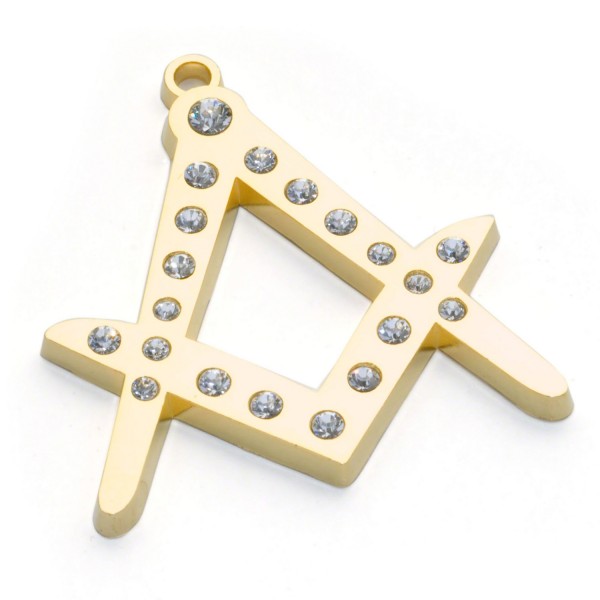 Masonic Gold Pendent with Swarvorski Stones