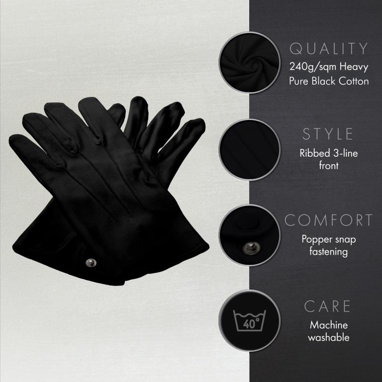Black Cotton Knights Gloves