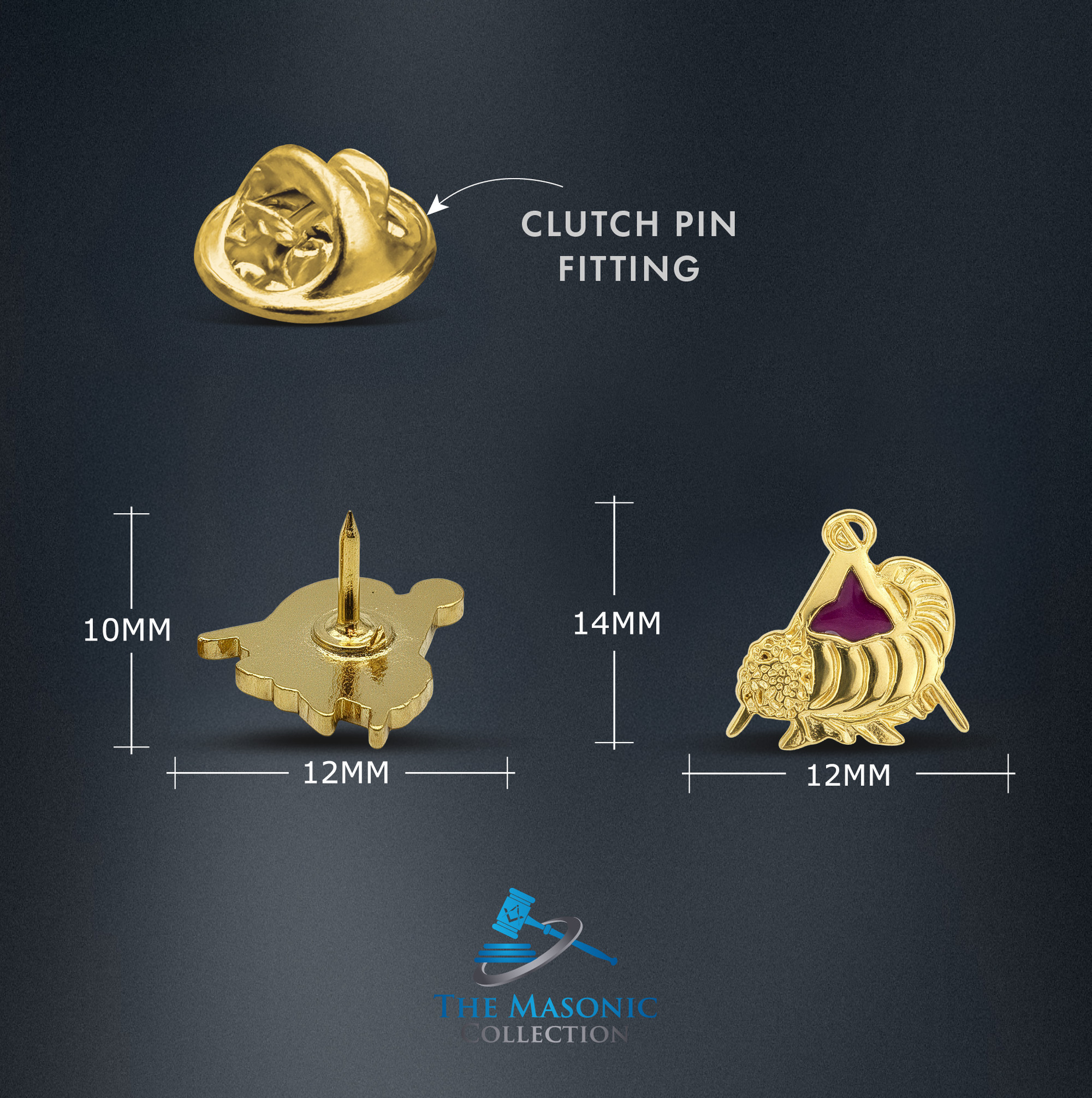 Gilt Metal and Enamel Cornucopia Horn of Plenty Lapel Pin