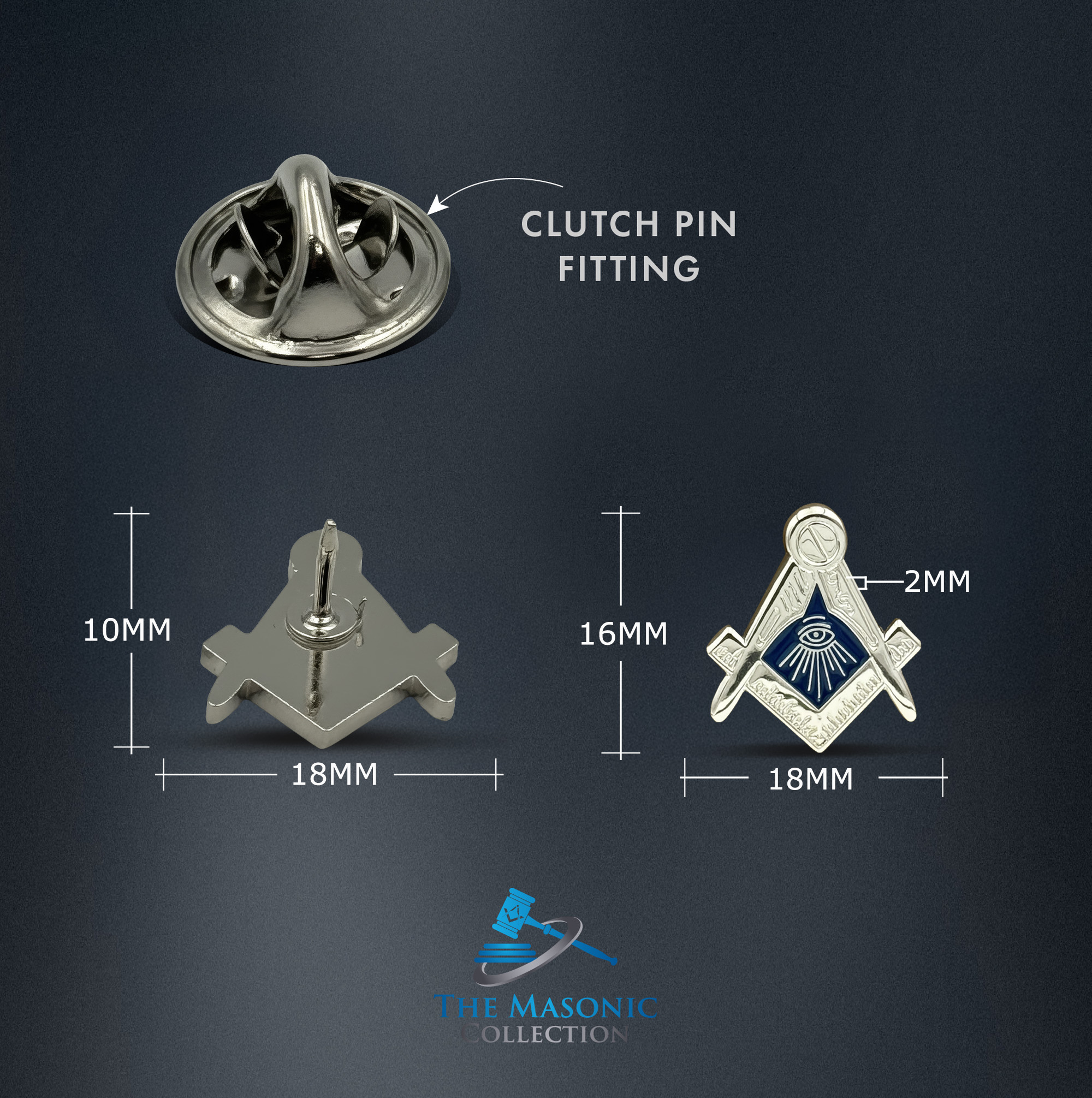 Square & Compass with the All-Seeing Eye Pin Badge