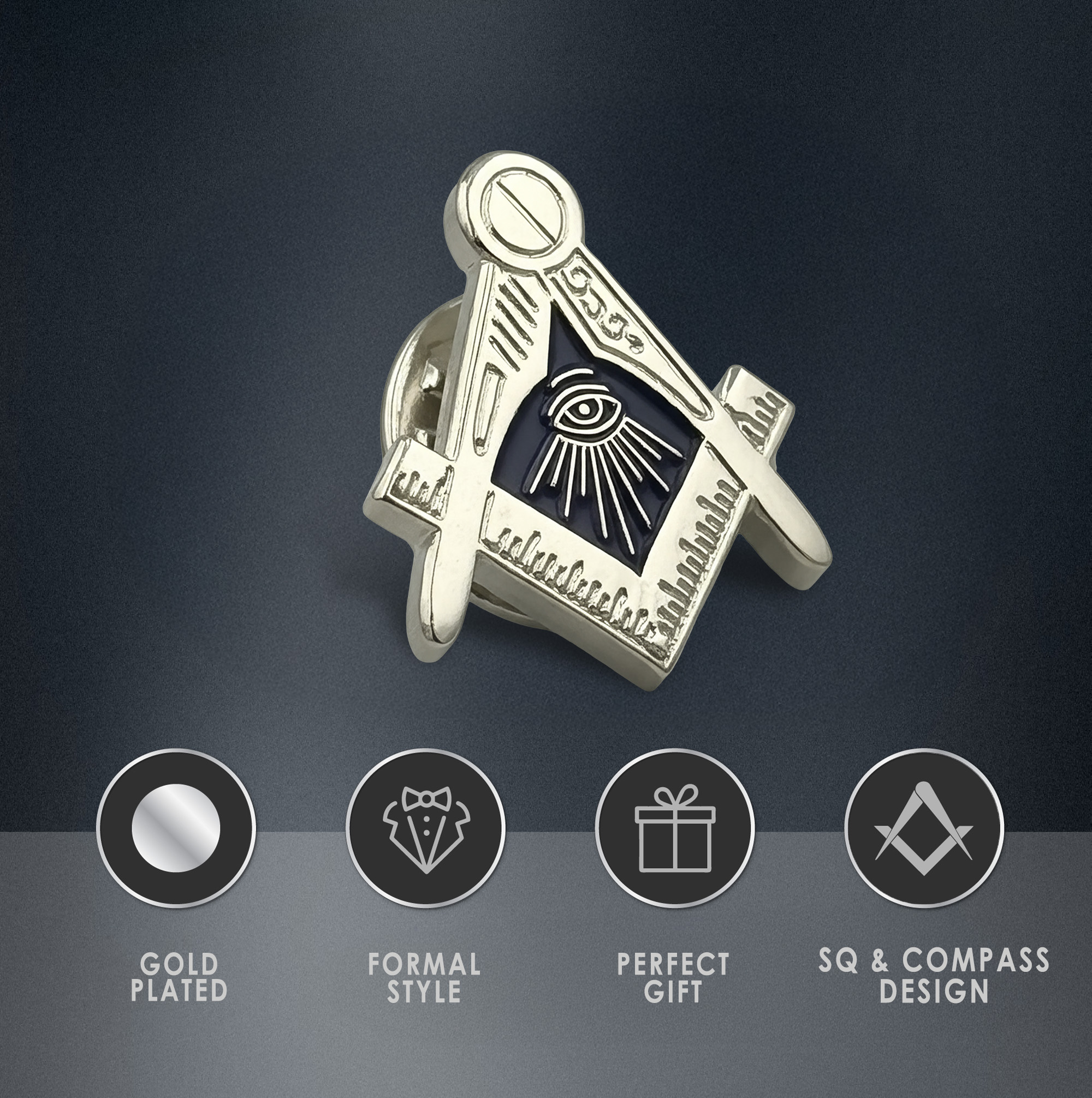 Square & Compass with the All-Seeing Eye Pin Badge