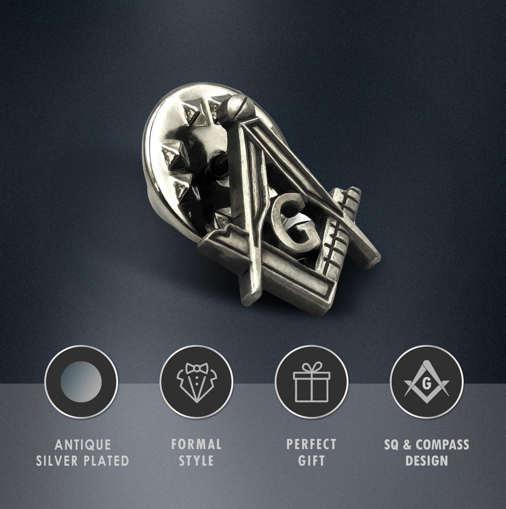 Antique Effect Masonic Lapel Pin