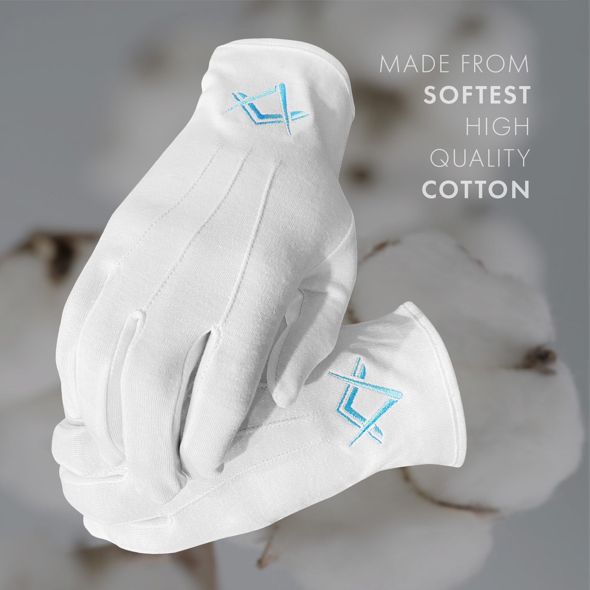 White 100 % Cotton Masonic Gloves