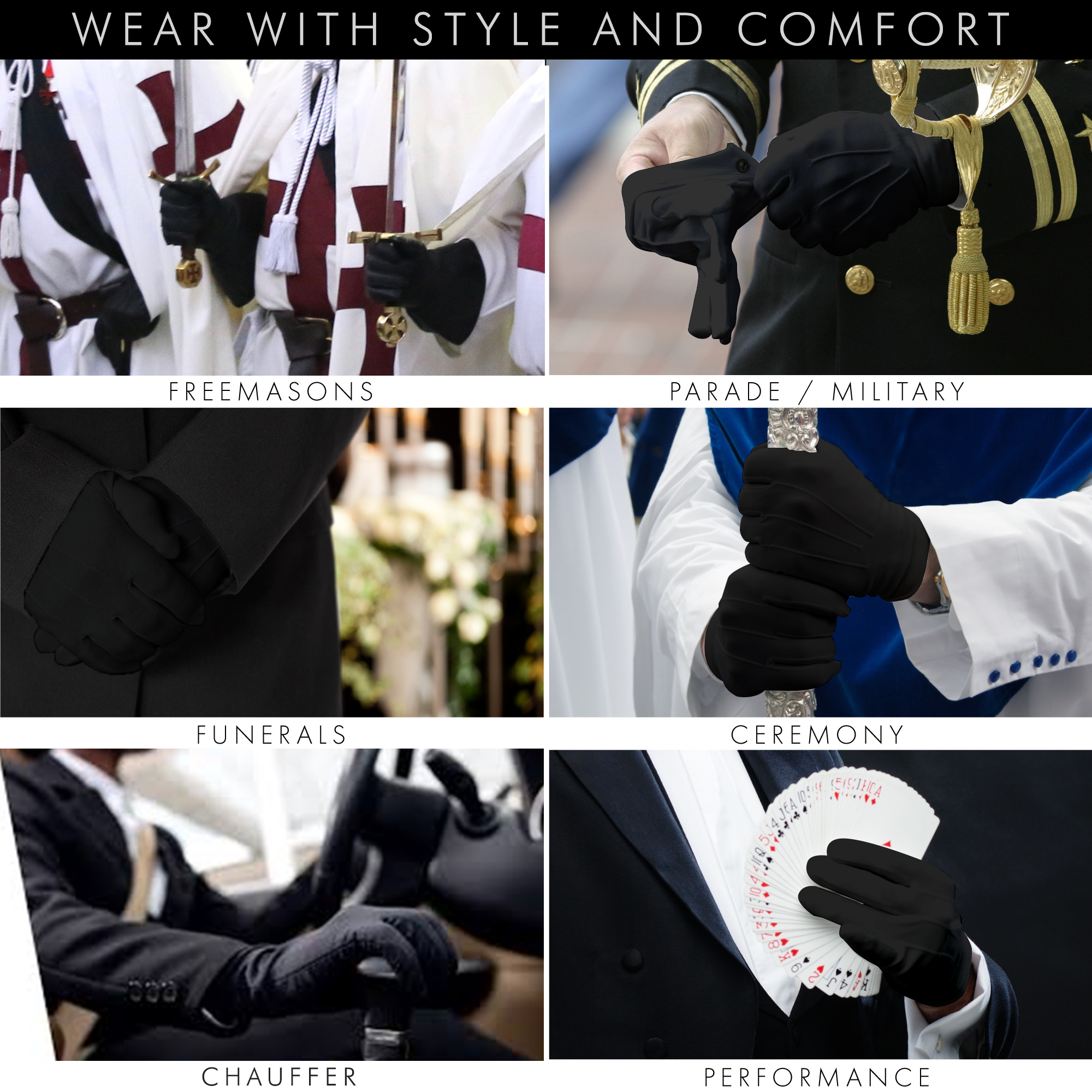 Black Cotton Knights Gloves