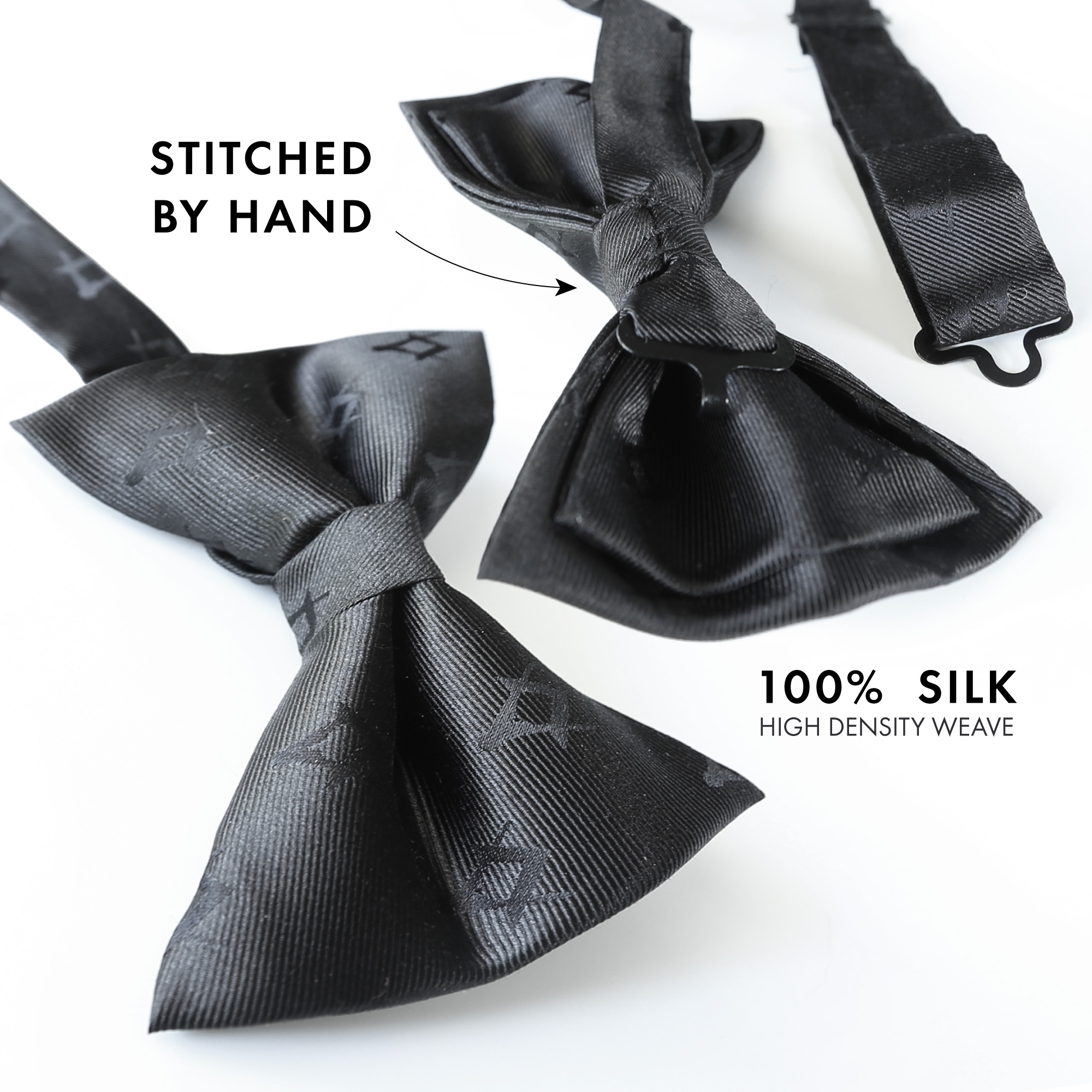 Black 100% Silk Woven Masonic Bow Tie