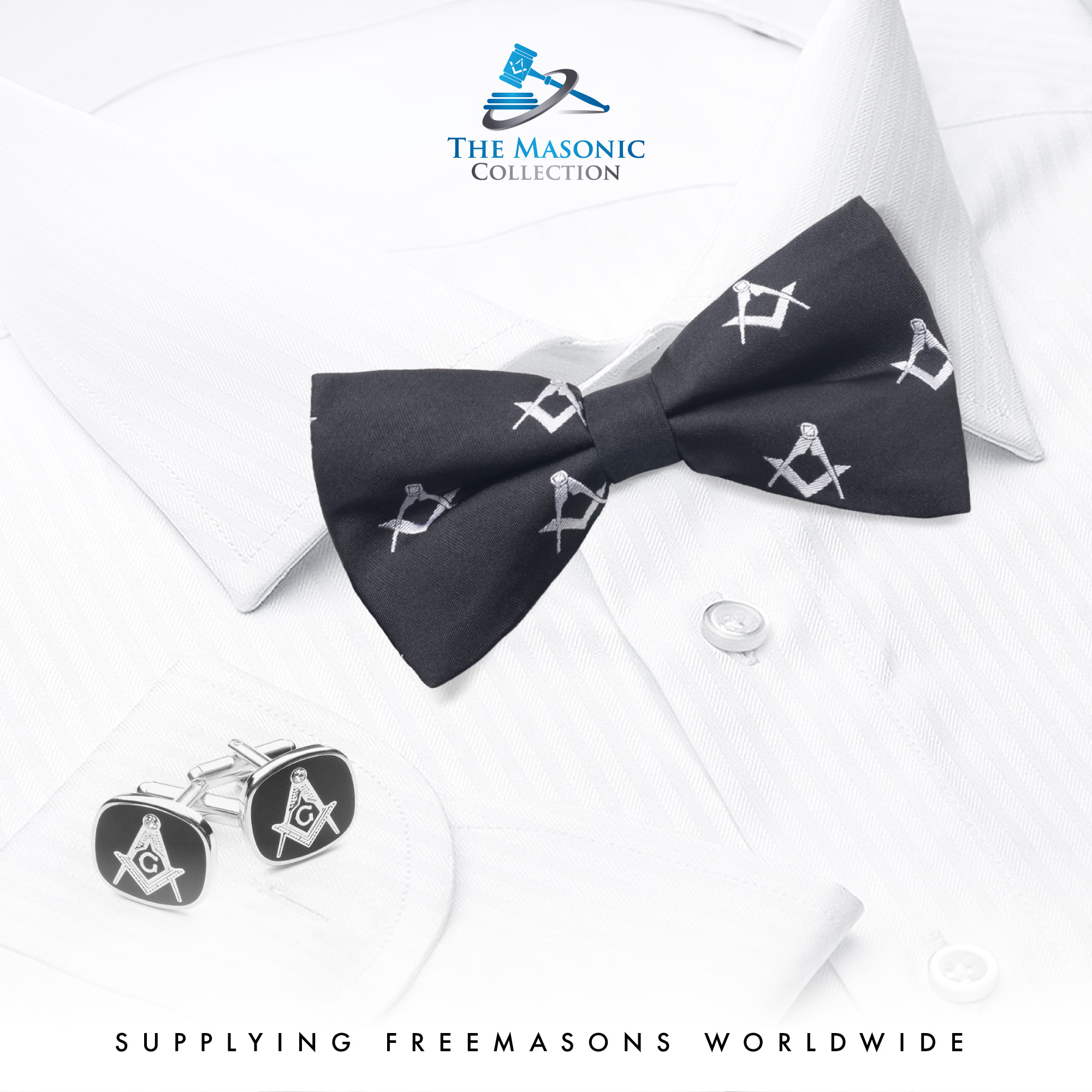 Masonic 100% Silk Sq & Compass Bowtie