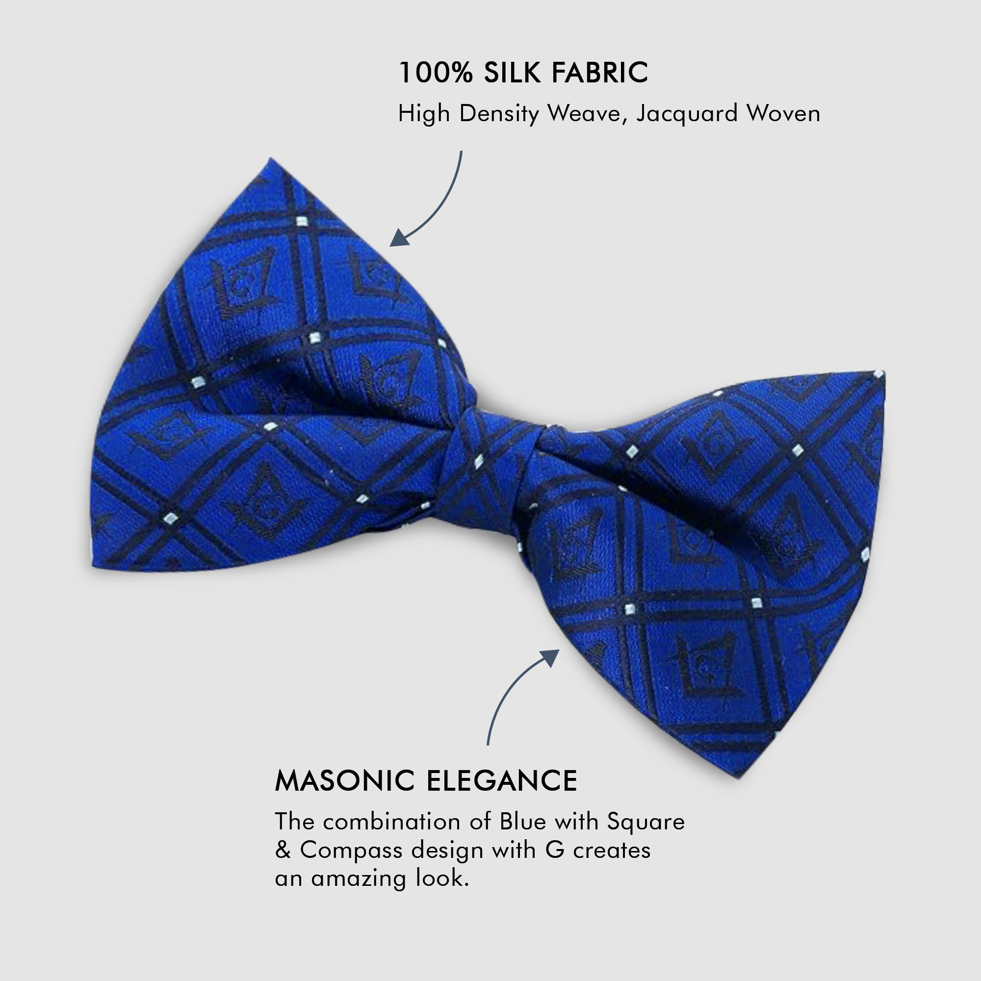Masonic 100% Silk Woven Bowtie with G