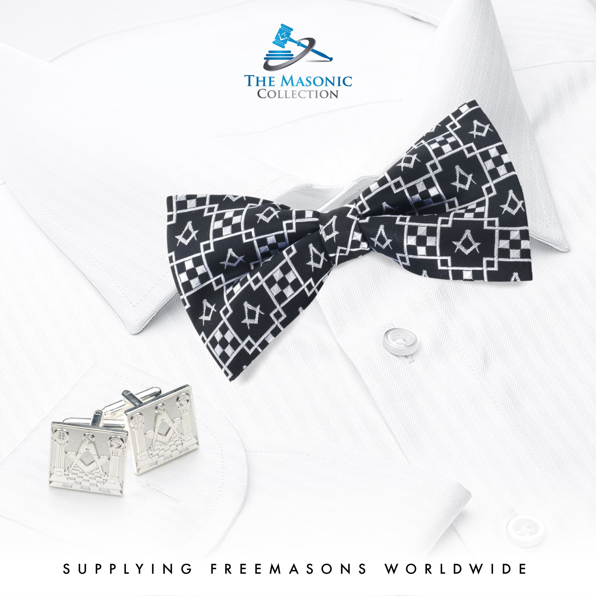 Masonic 100% Silk Woven Pavement Bow Tie
