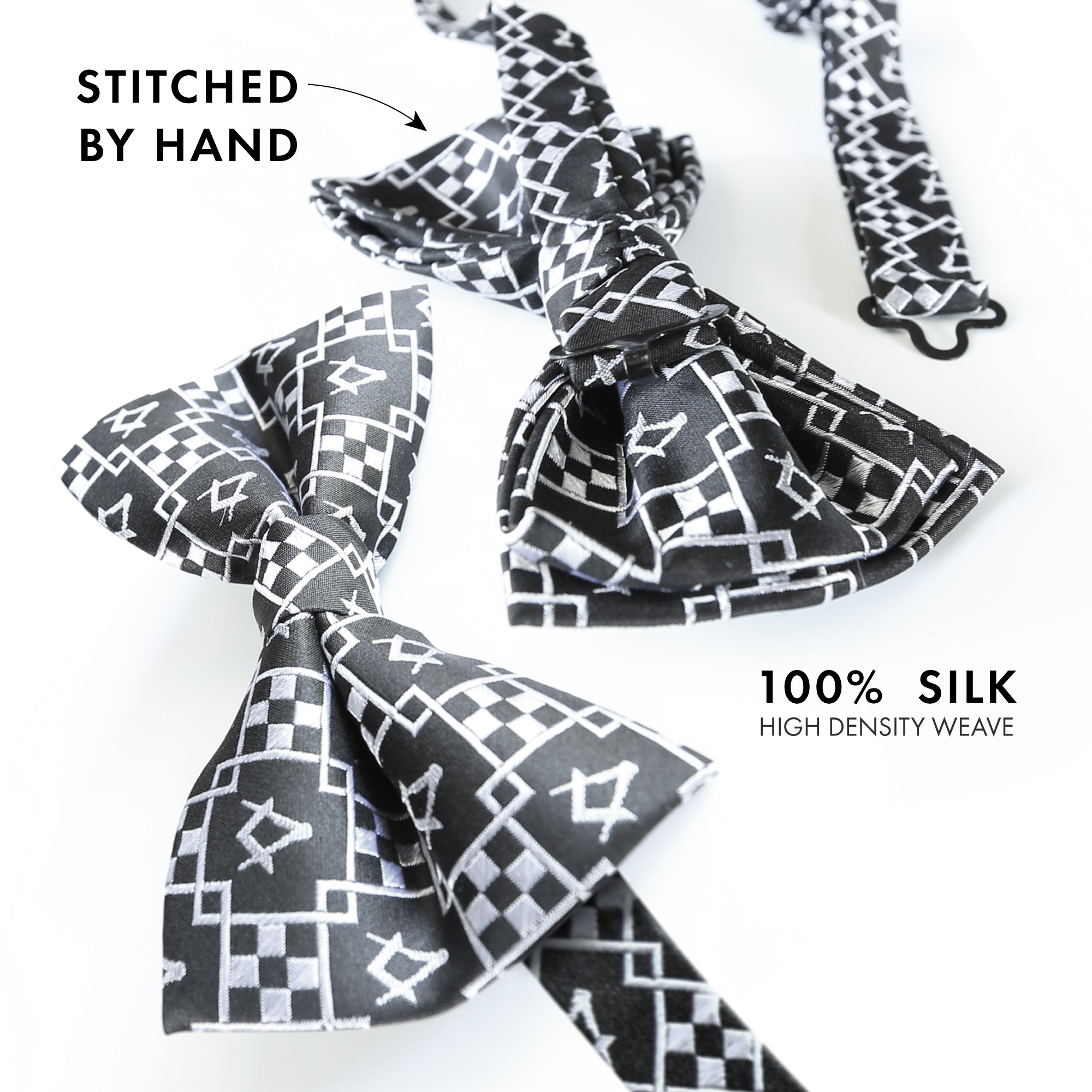 Masonic 100% Silk Woven Pavement Bow Tie