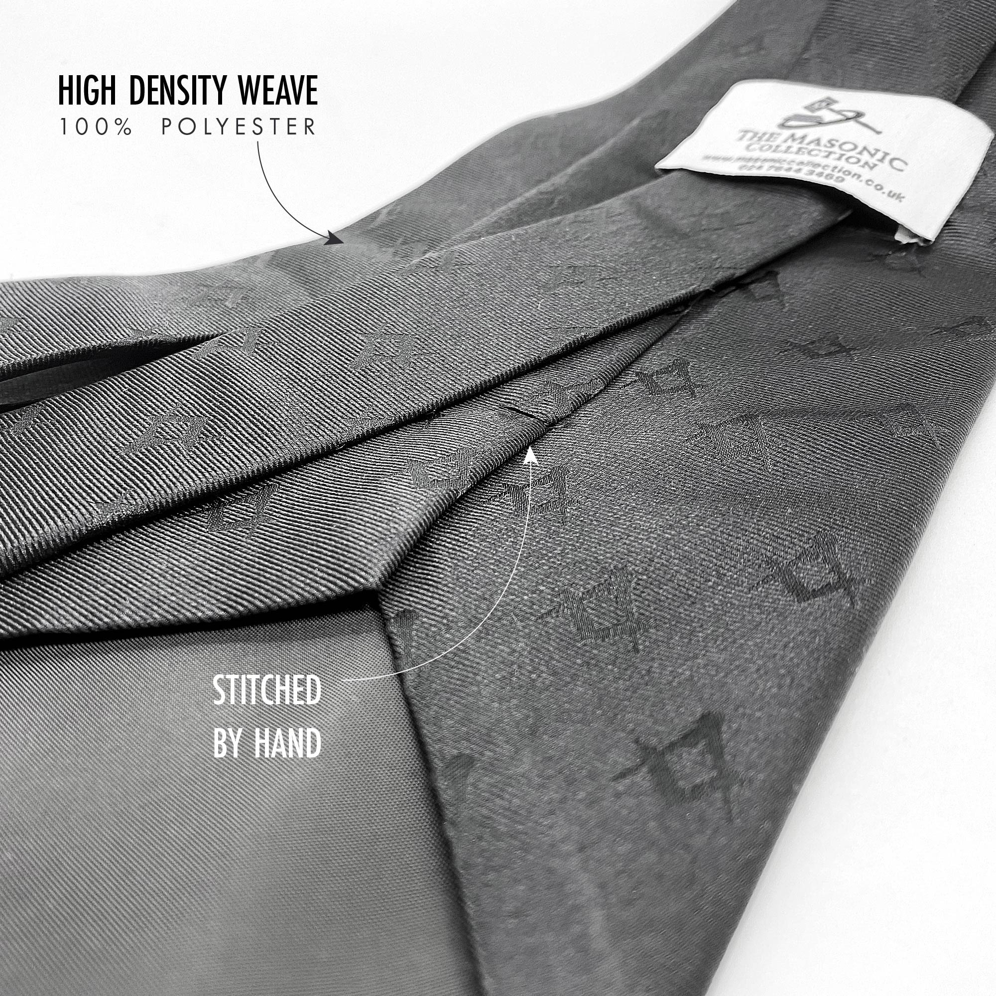 Freemasons Black Polyester Masonic Tie