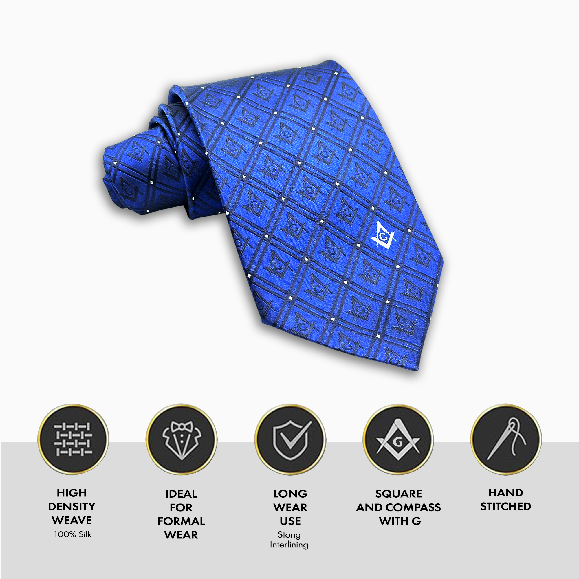 Blue Masonic Tie with G