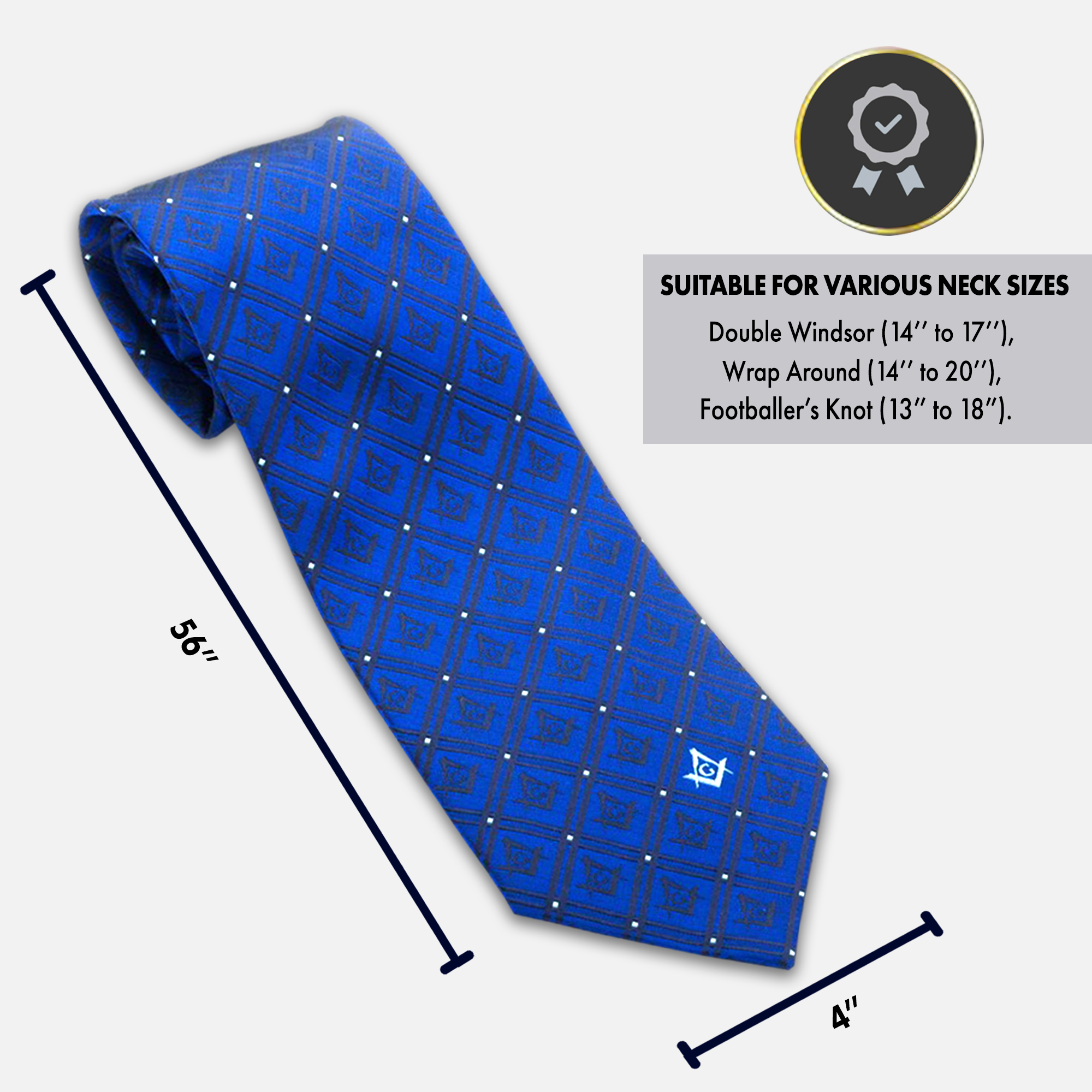Blue Masonic Tie with G