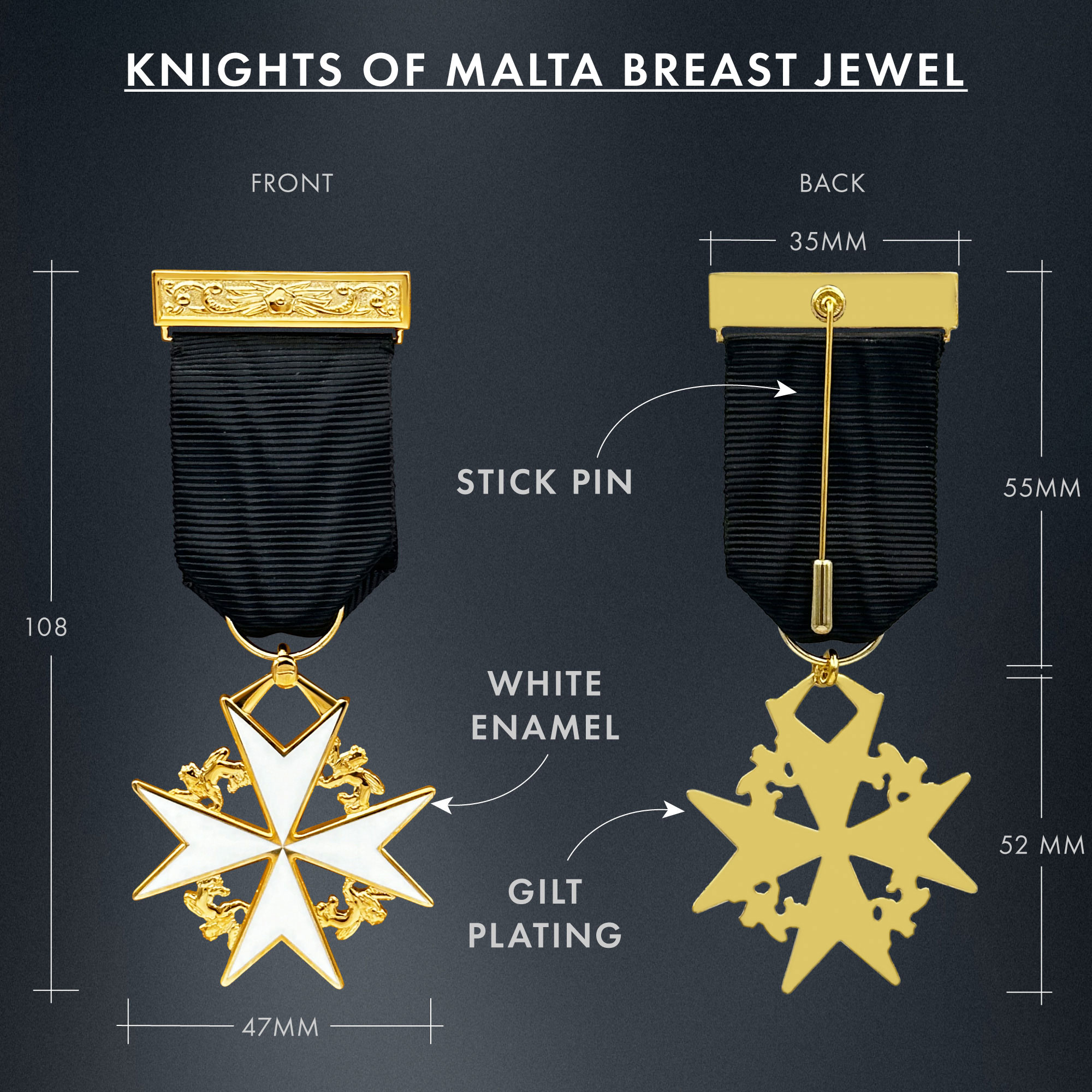 Masonic Knight of Malta Breast Jewel
