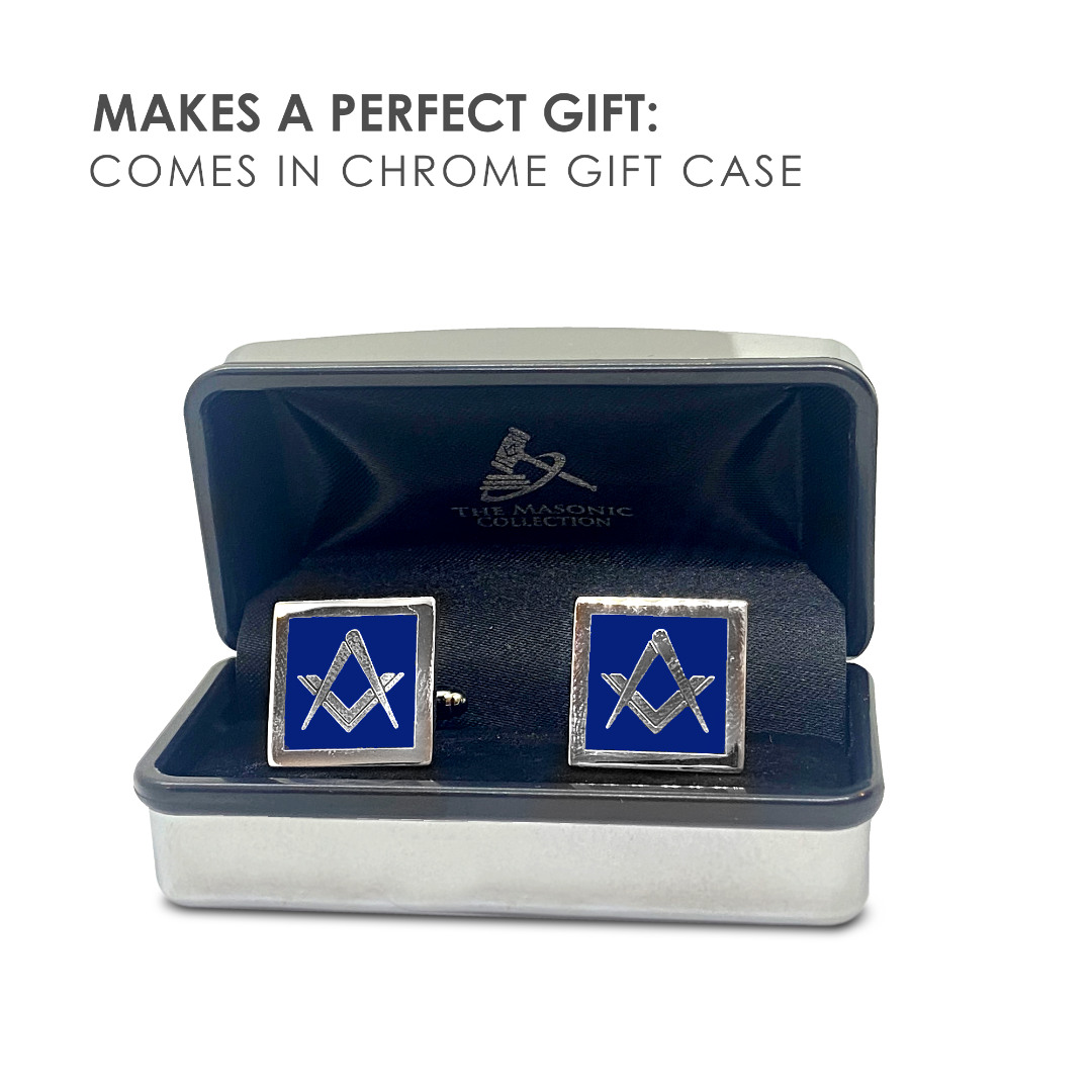 Blue Modern Masonic Cufflinks Set
