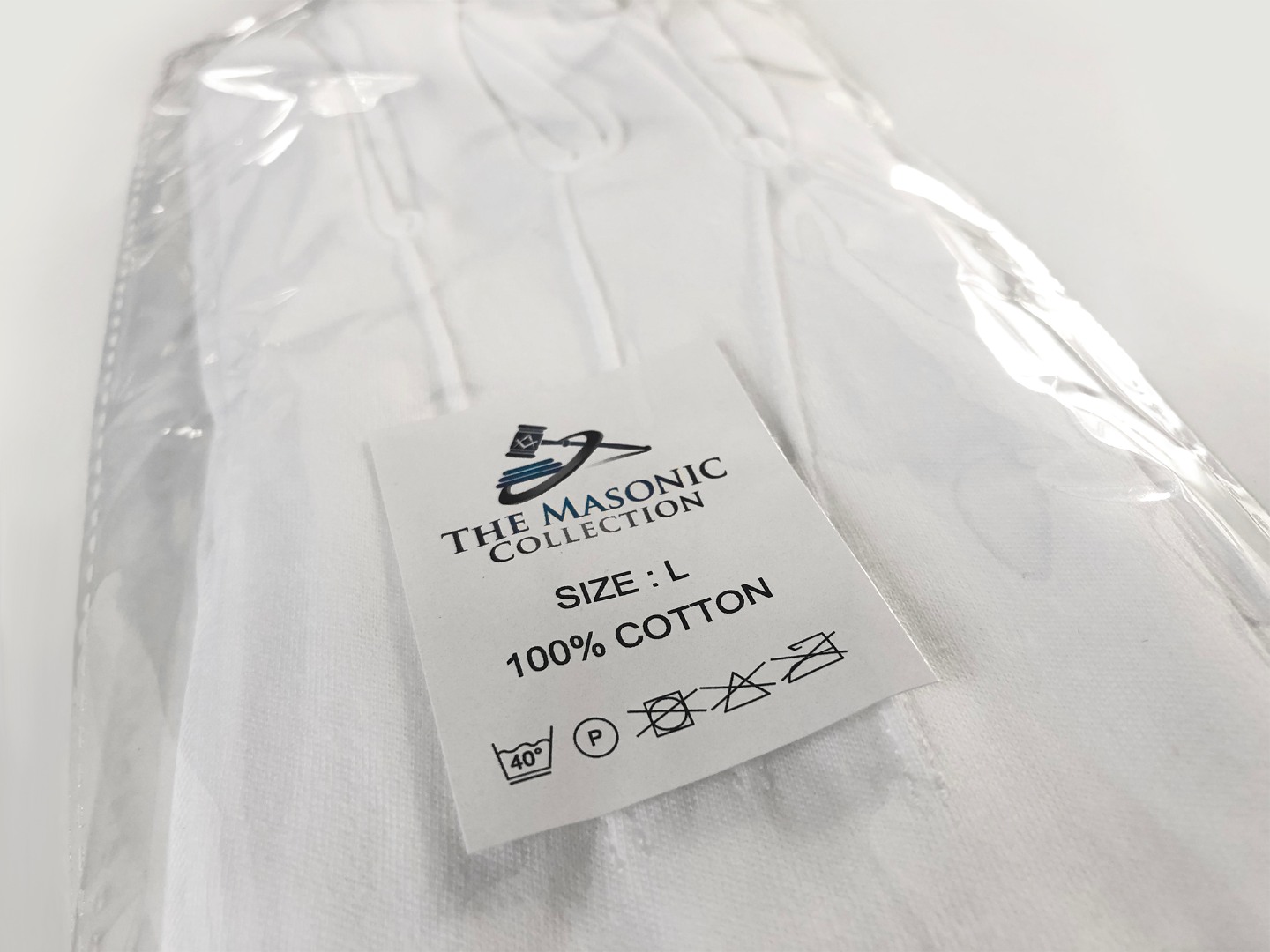 White 100% Cotton Gloves with Lodge Number