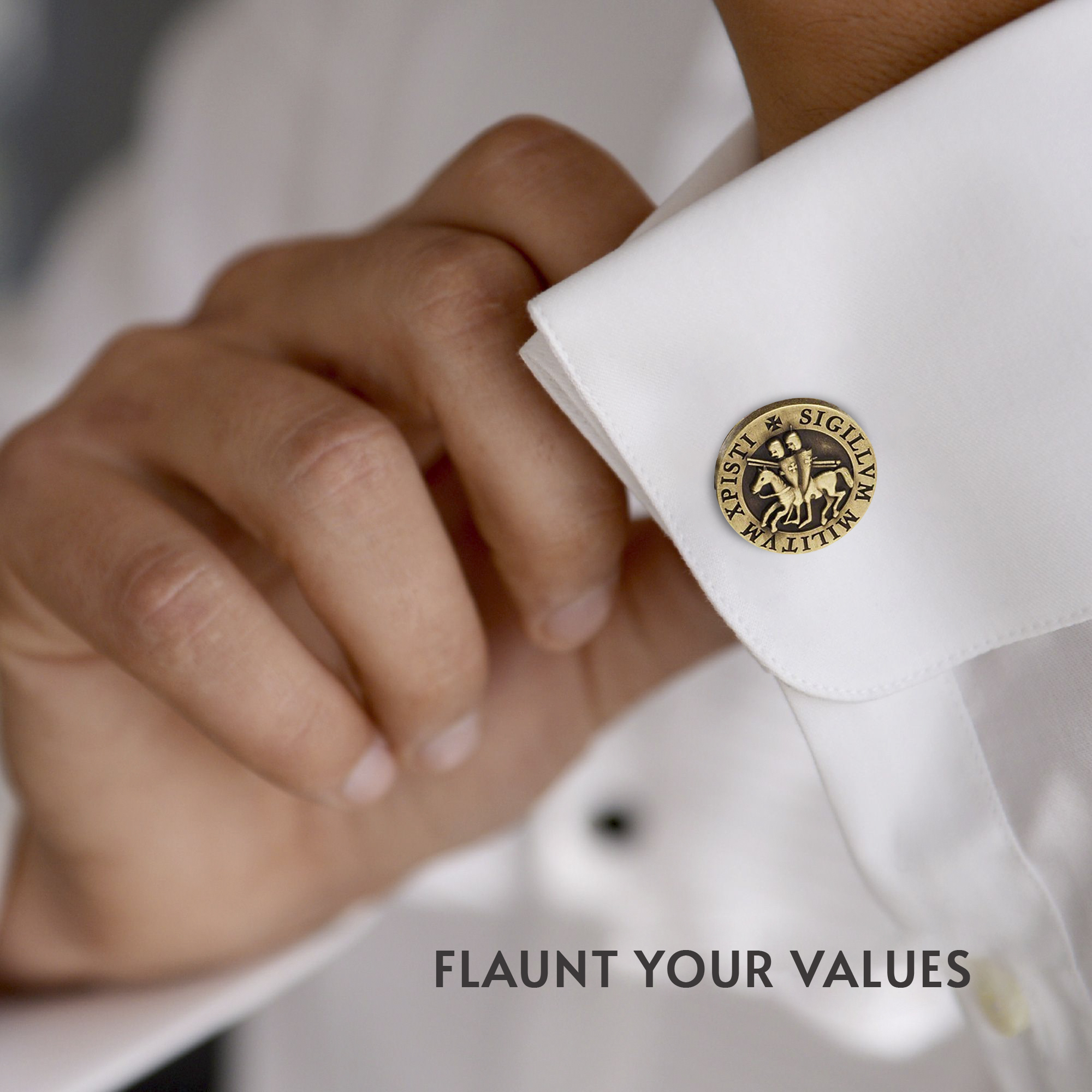 Knights Templar Rustic Bronze Seal Masonic Cufflinks