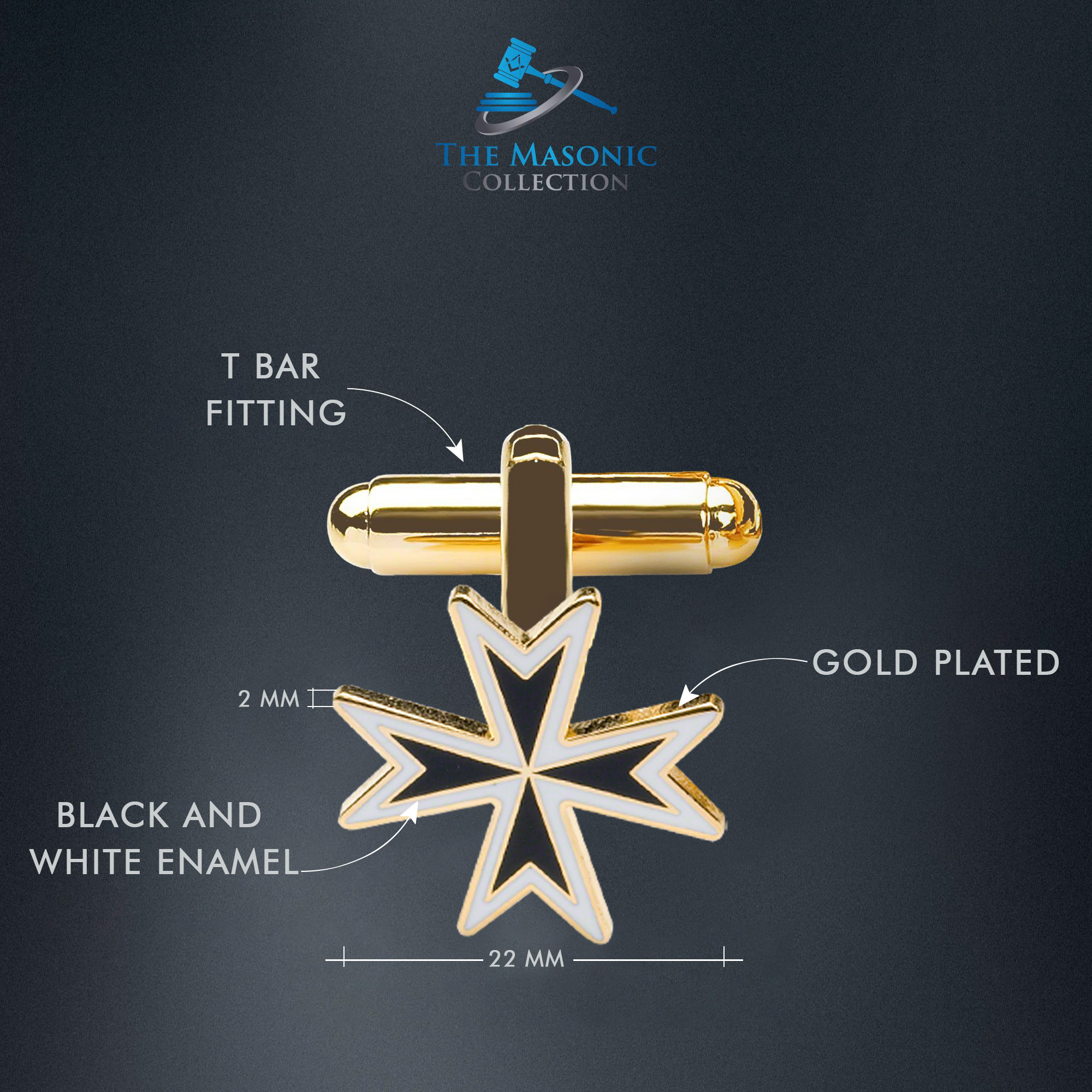 Maltese Cross Masonic Cufflinks