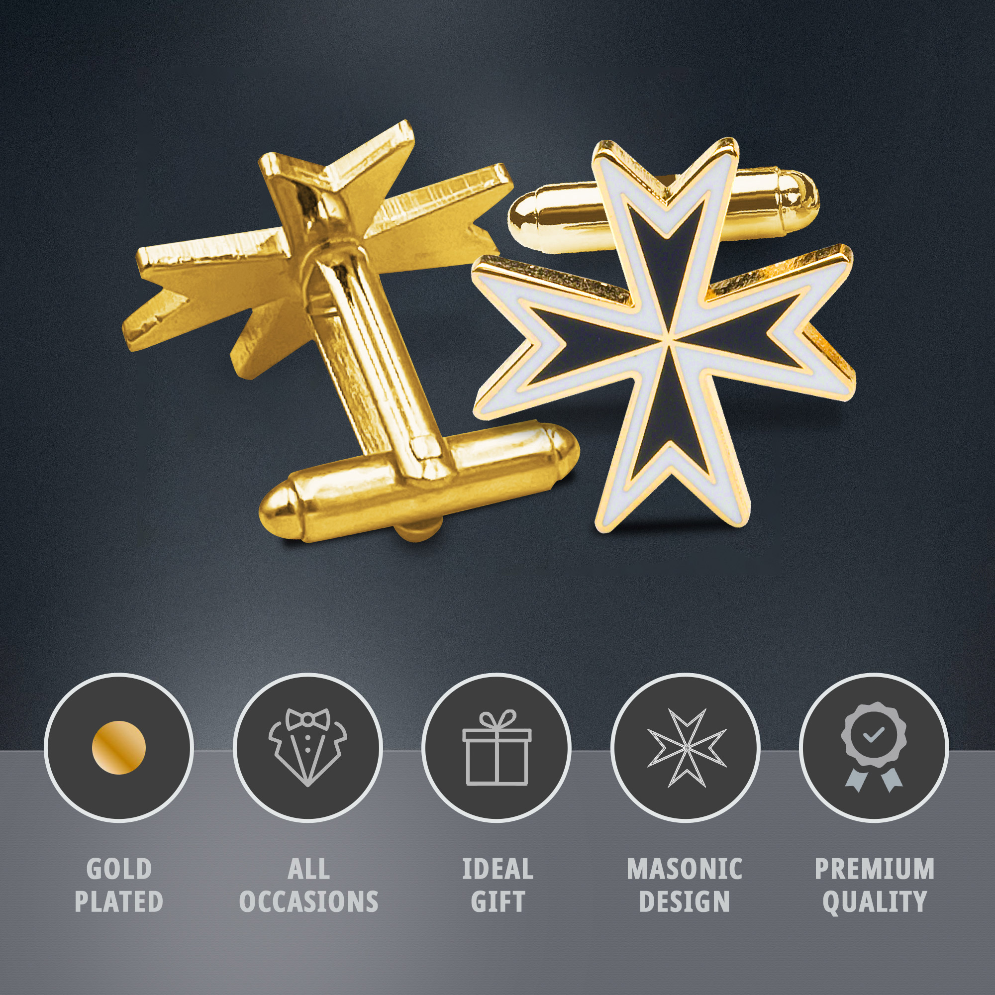 Maltese Cross Masonic Cufflinks