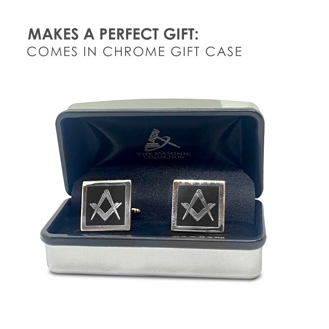 Black Modern Masonic Cufflinks Set