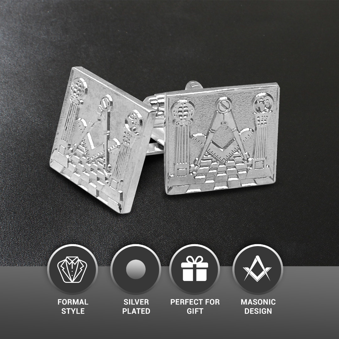 Silver Detailed Masonic Cufflinks