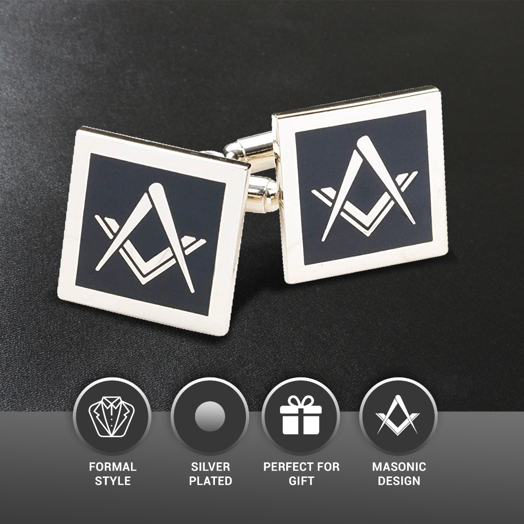 Black Modern Masonic Cufflinks Set