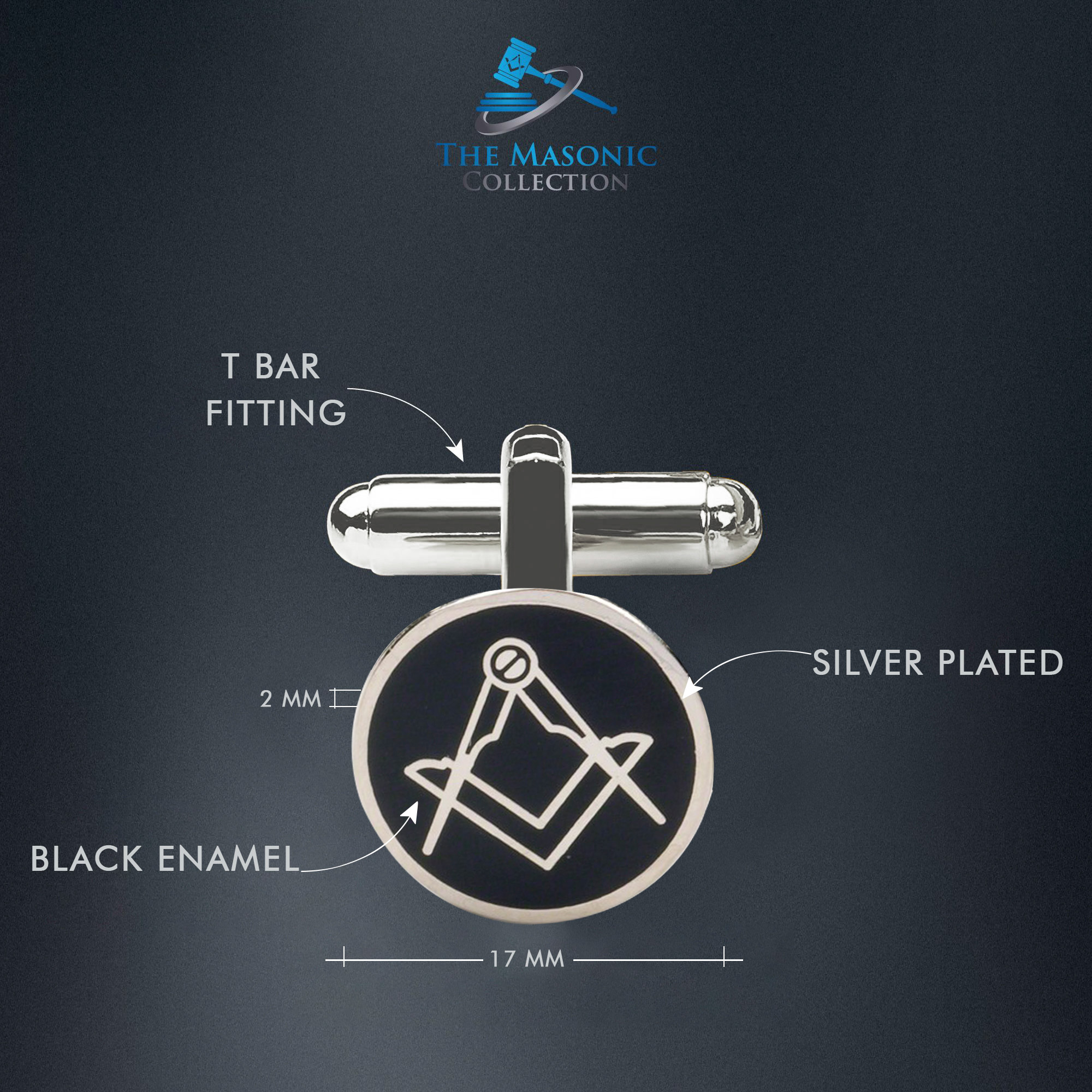 Black & Silver Masonic Cufflinks