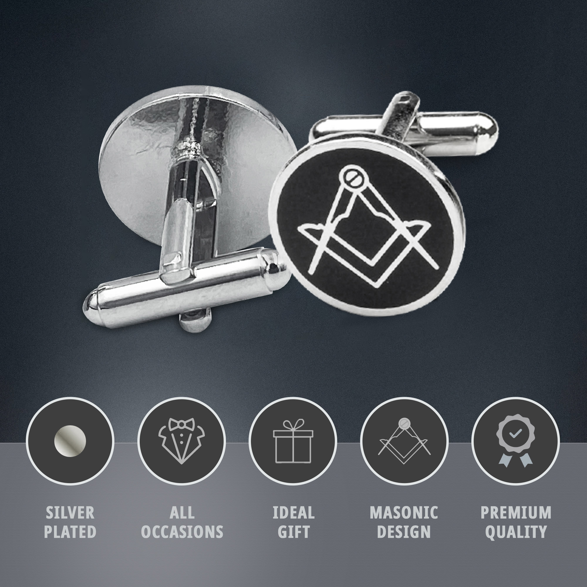 Black & Silver Masonic Cufflinks