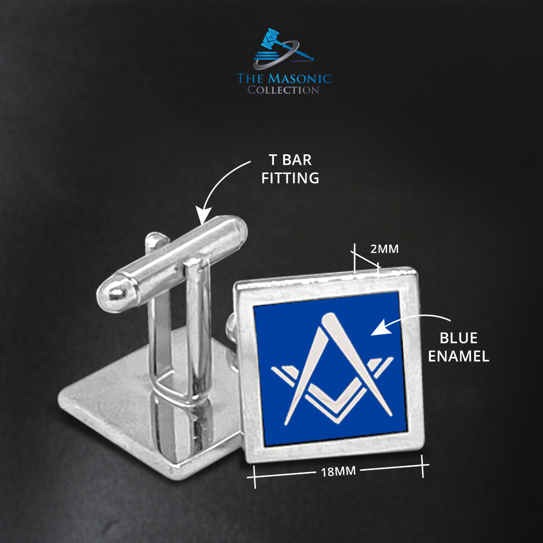 Blue Modern Masonic Cufflinks Set