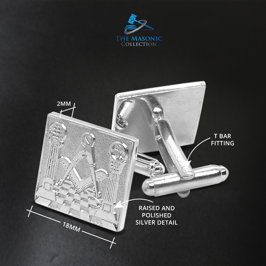 Silver Detailed Masonic Cufflinks