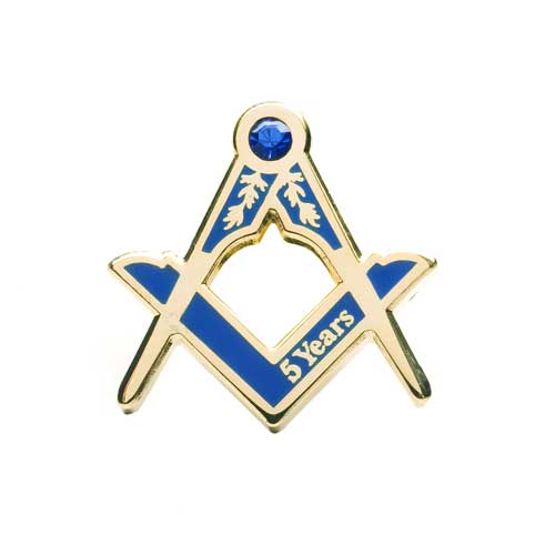 Masonic 5 Year Sq & Compass Badge