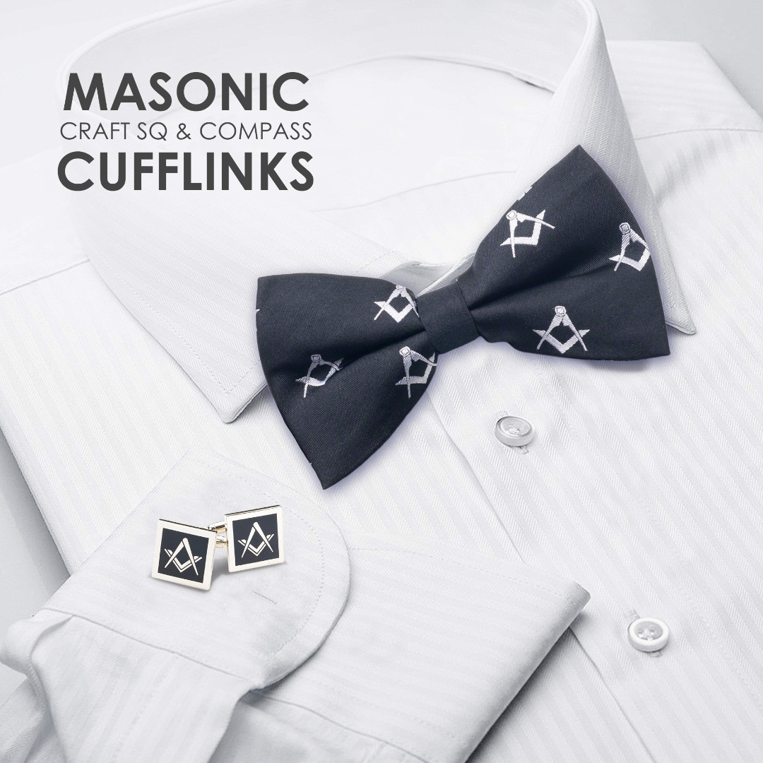 Black Modern Masonic Cufflinks Set