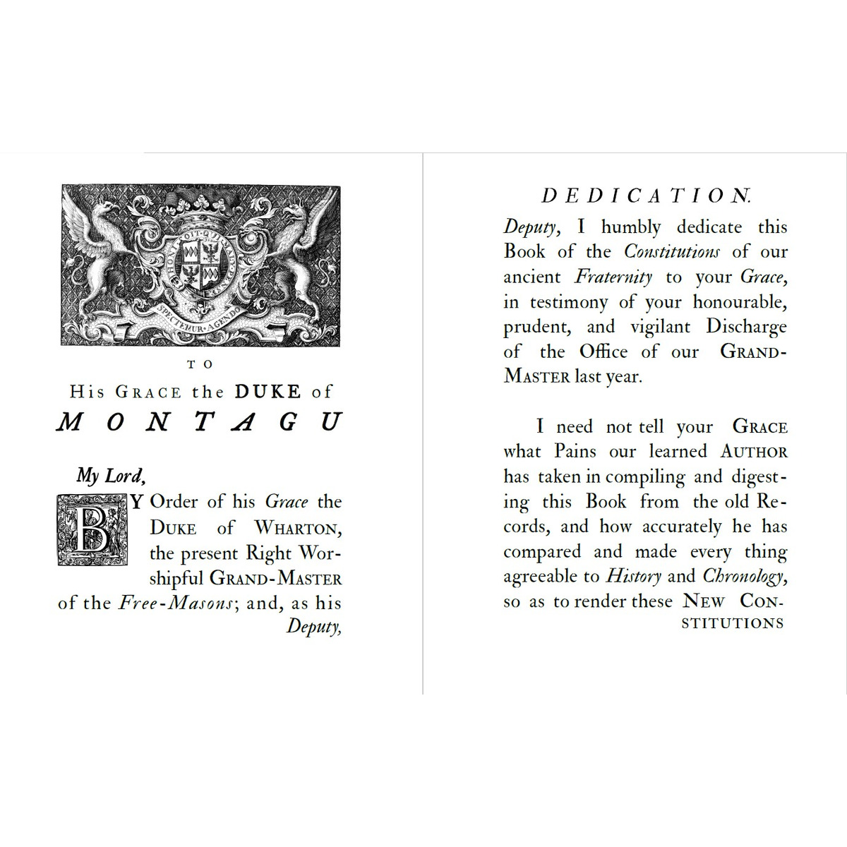Anderson's Constitutions - 1723 By The United Grand Lodge of England