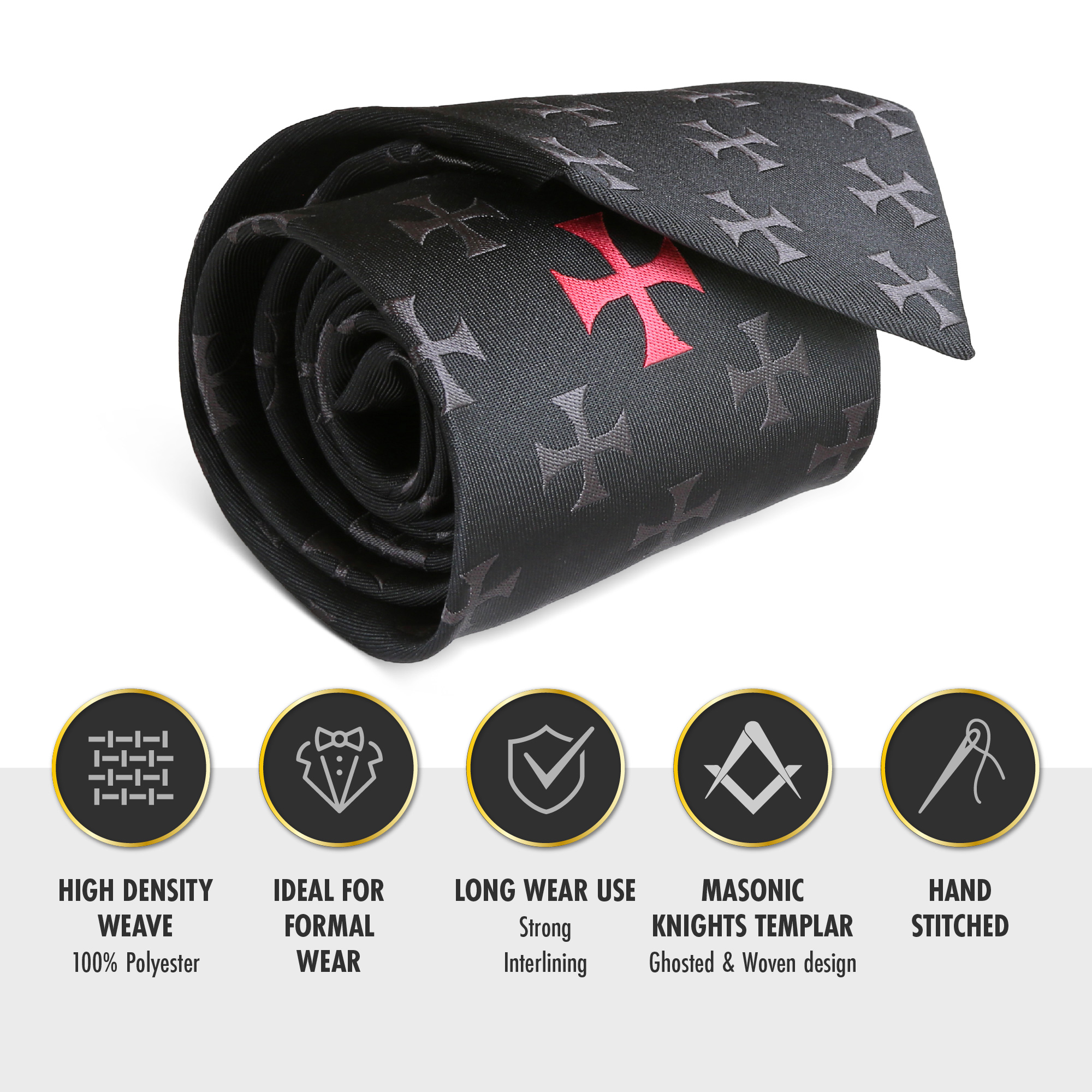 Black Knights Templar KT Tie