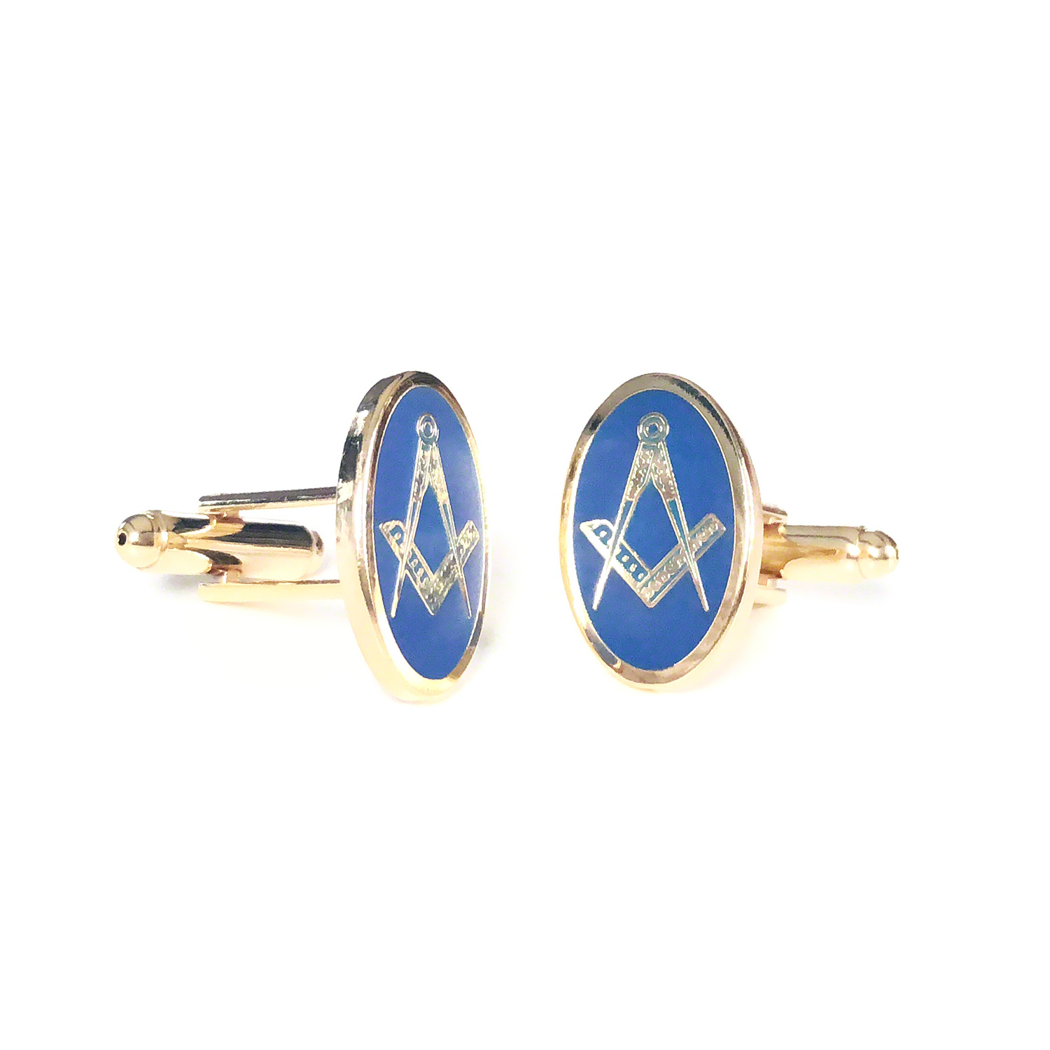 Oval Blue & Gold Masonic Craft Cufflinks
