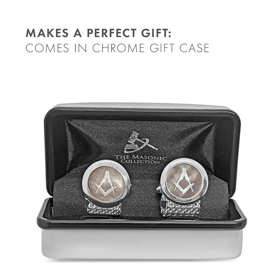 Masonic Onyx Rhodium Plated Cufflinks