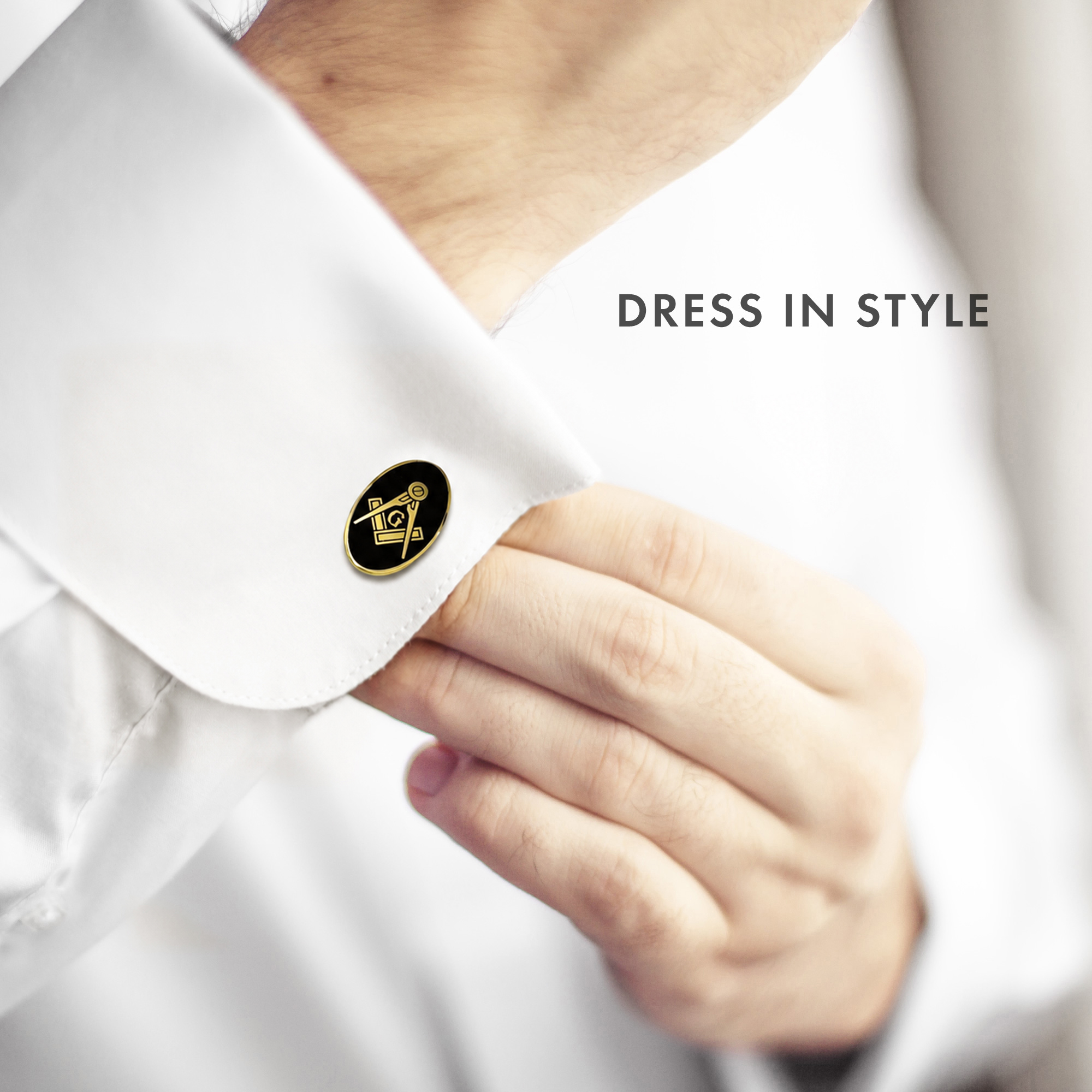 Craft Gold Plated Oval Sq & Compass with G Cufflinks