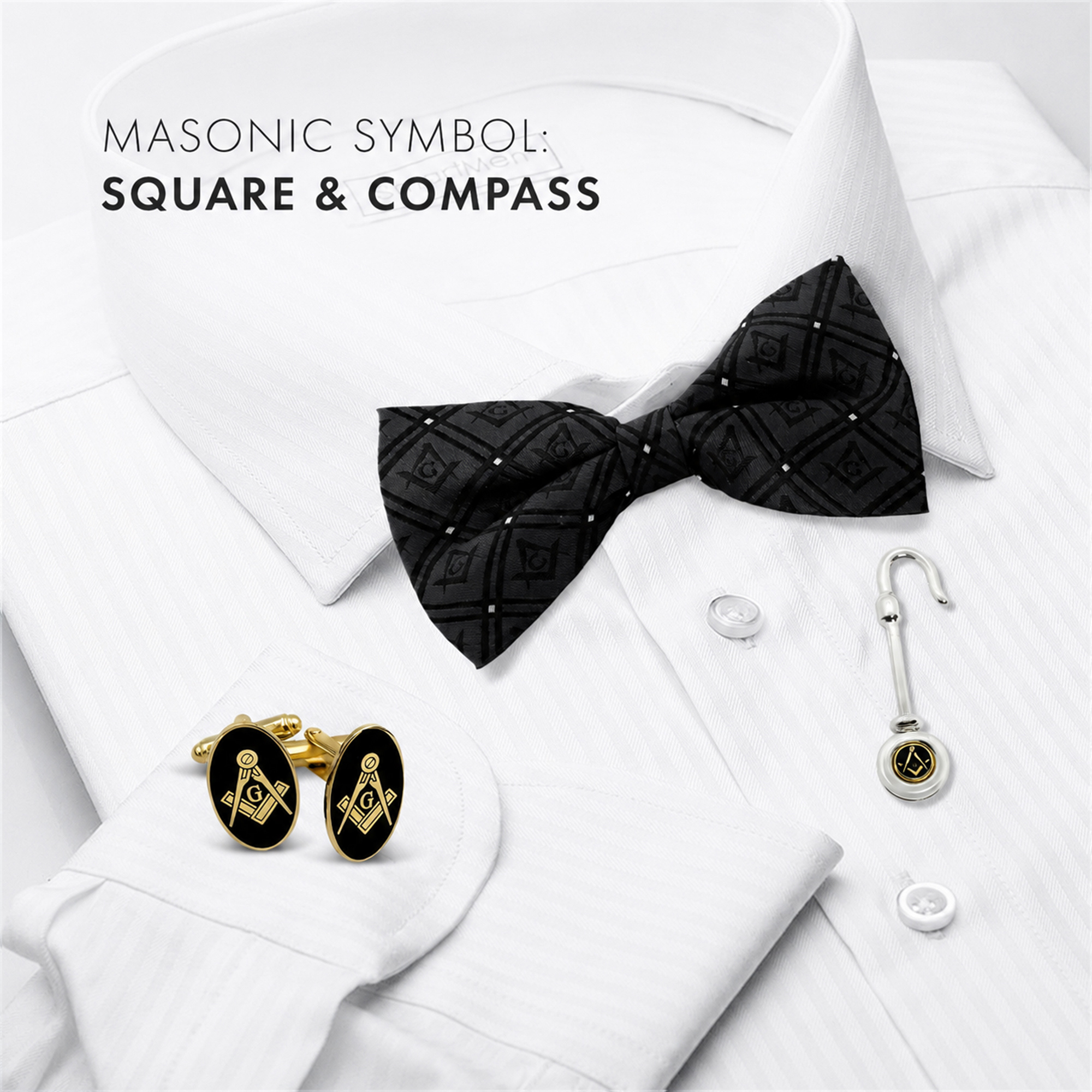 Craft Gold Plated Oval Sq & Compass with G Cufflinks