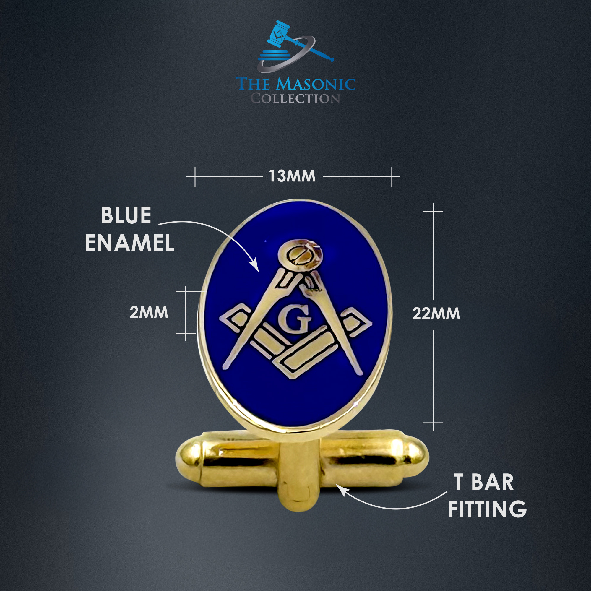 Craft Oval Sq & Compass Cufflinks with G 