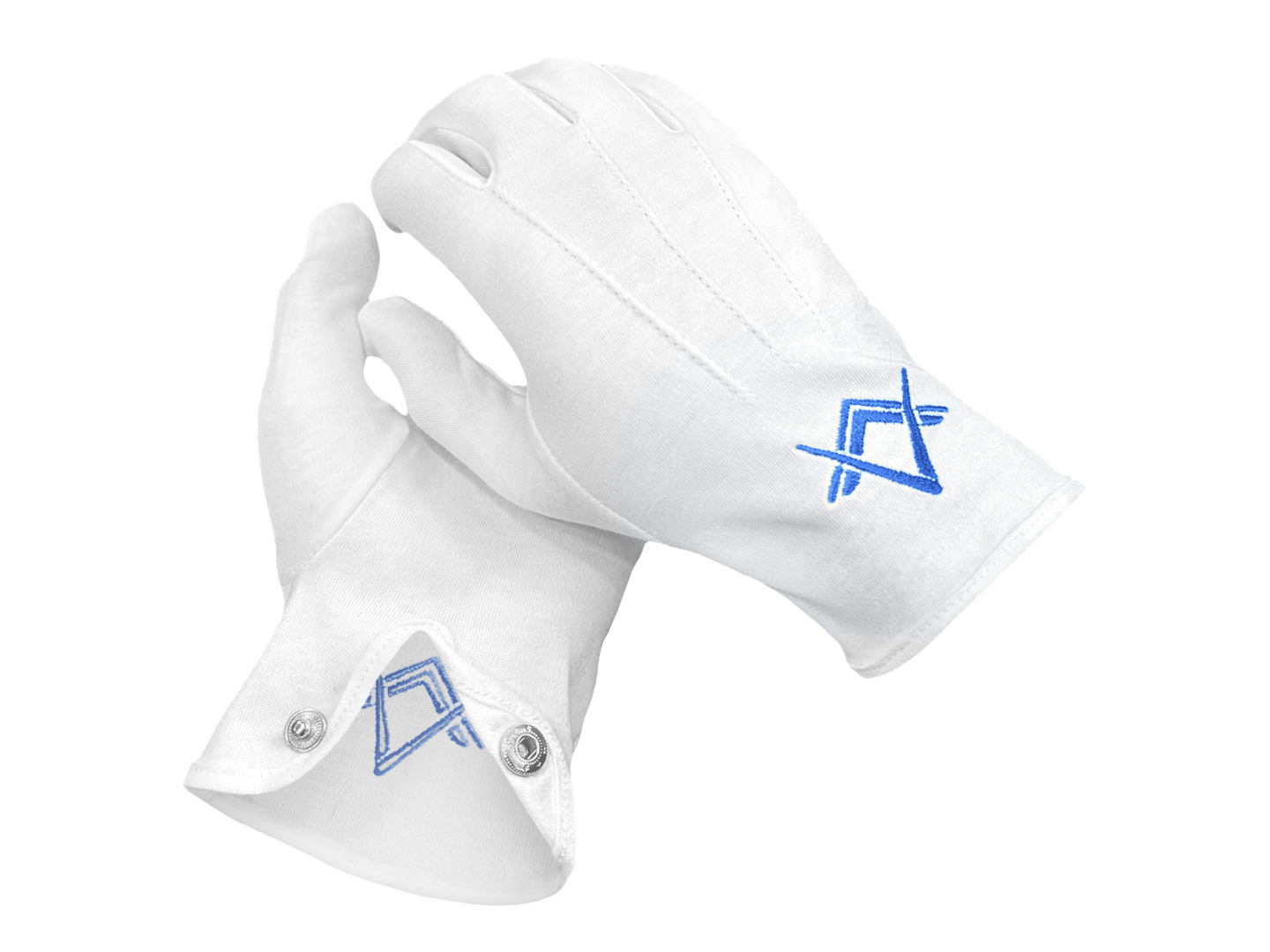 White 100 % Cotton Masonic Royal Blue Gloves