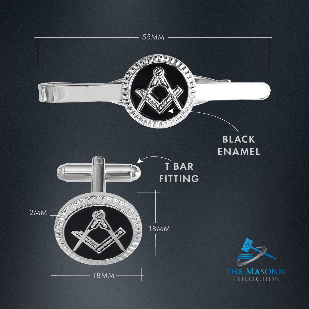 Black Detailed Masonic Cufflink & Tieslide Set