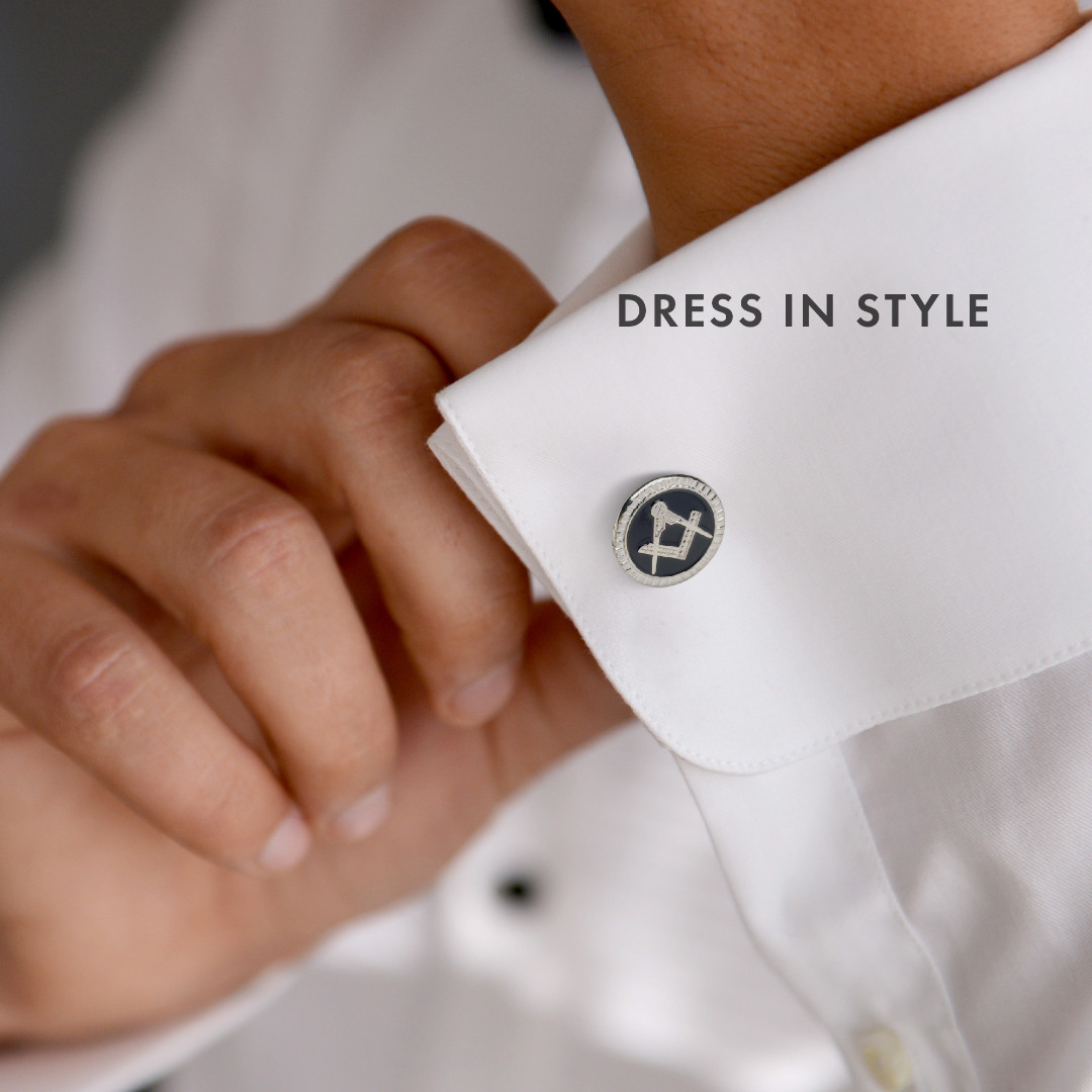 Black Detailed Masonic Cufflink & Tieslide Set