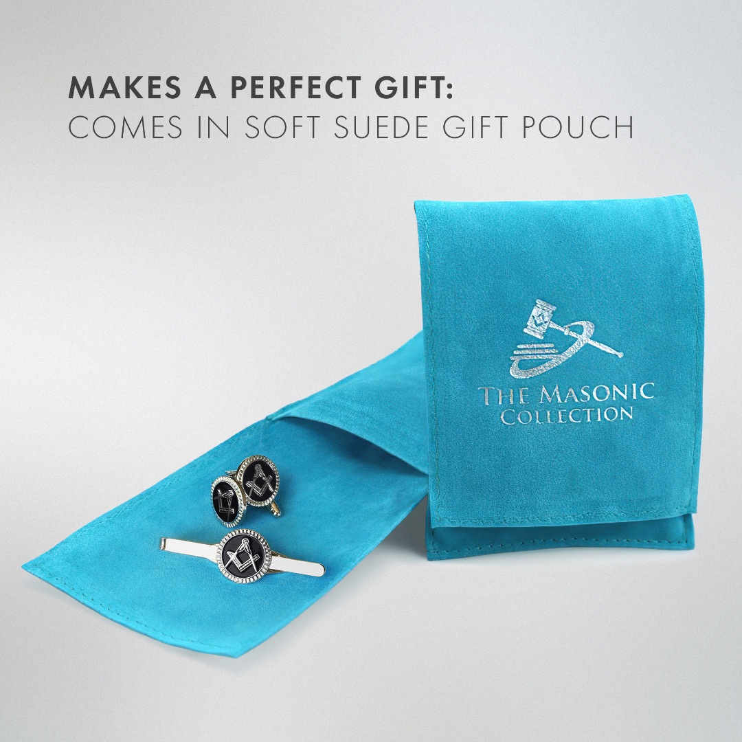 Black Detailed Masonic Cufflink & Tieslide Set