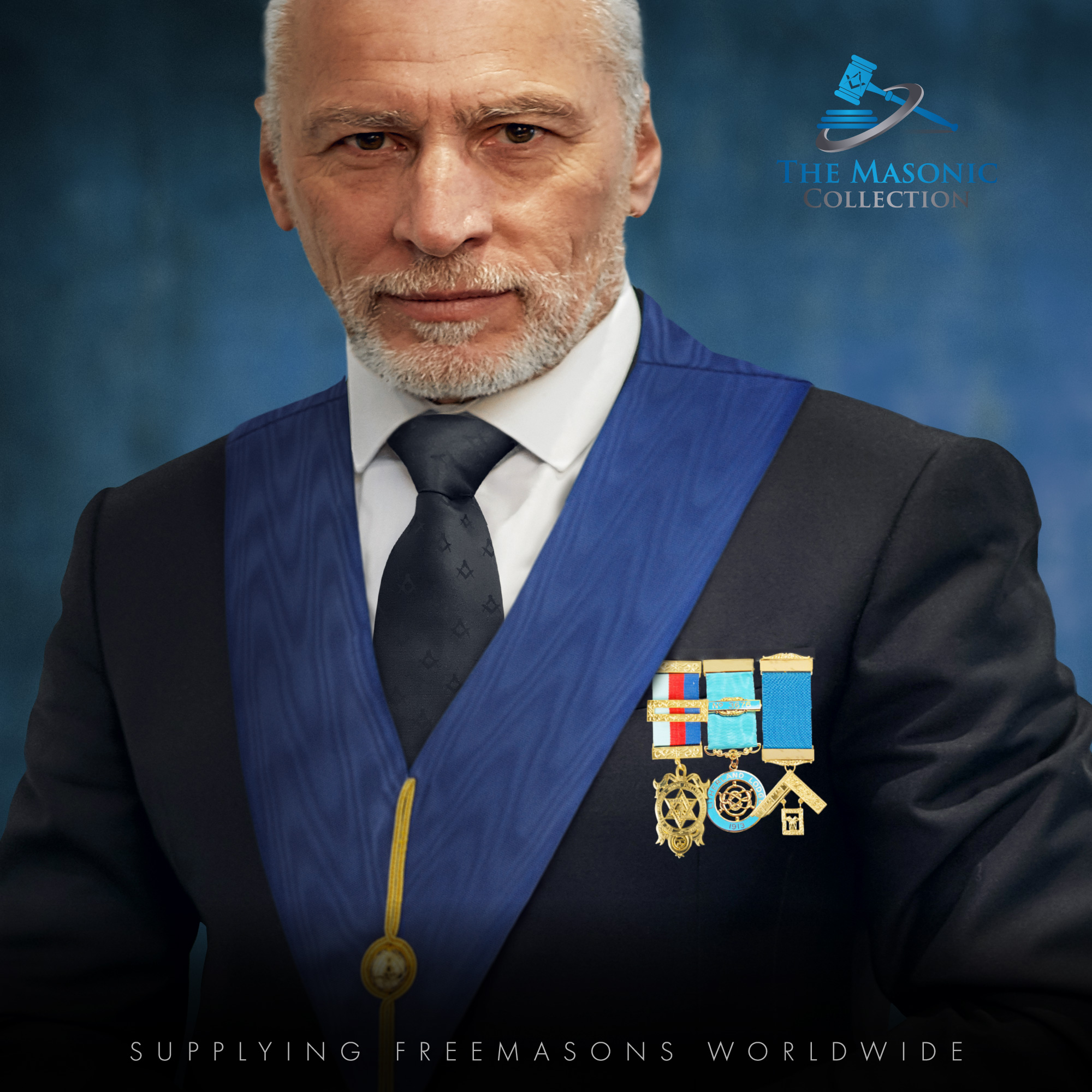 Freemasons Black 100% Silk Masonic Tie