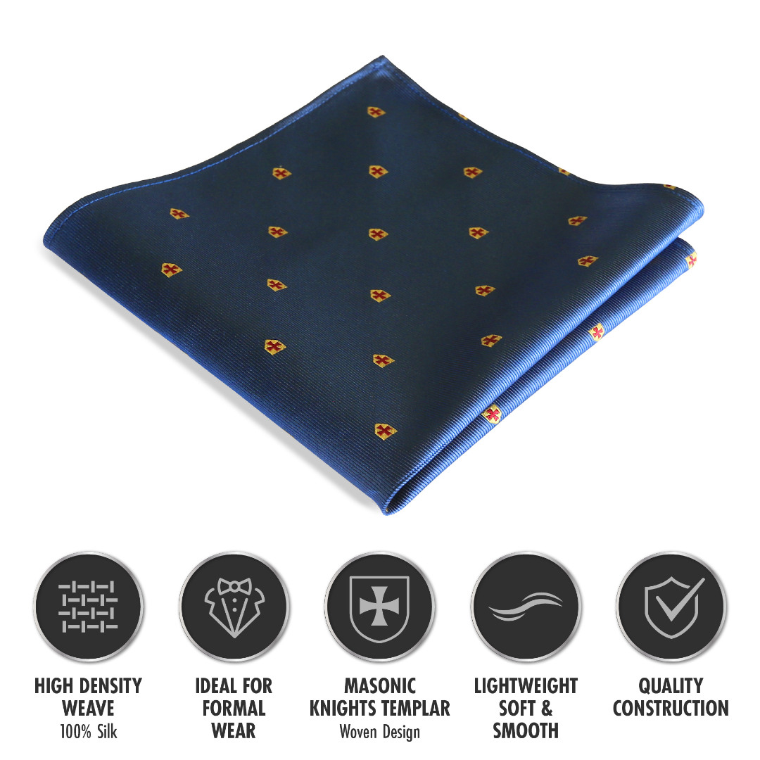 Masonic Knights Templar 100% Silk Pocket Square / Handkerchief