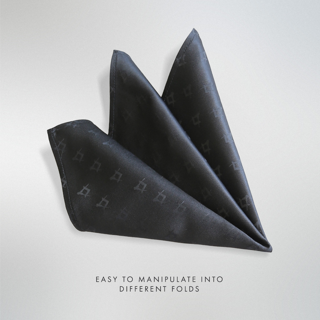 Black Freemasons 100% Silk Pocket Square / Handkerchief