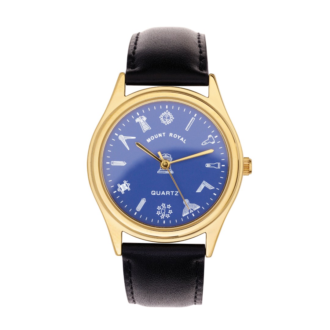 Men's G407 Masonic Gold Plated & Blue Wrist Watch