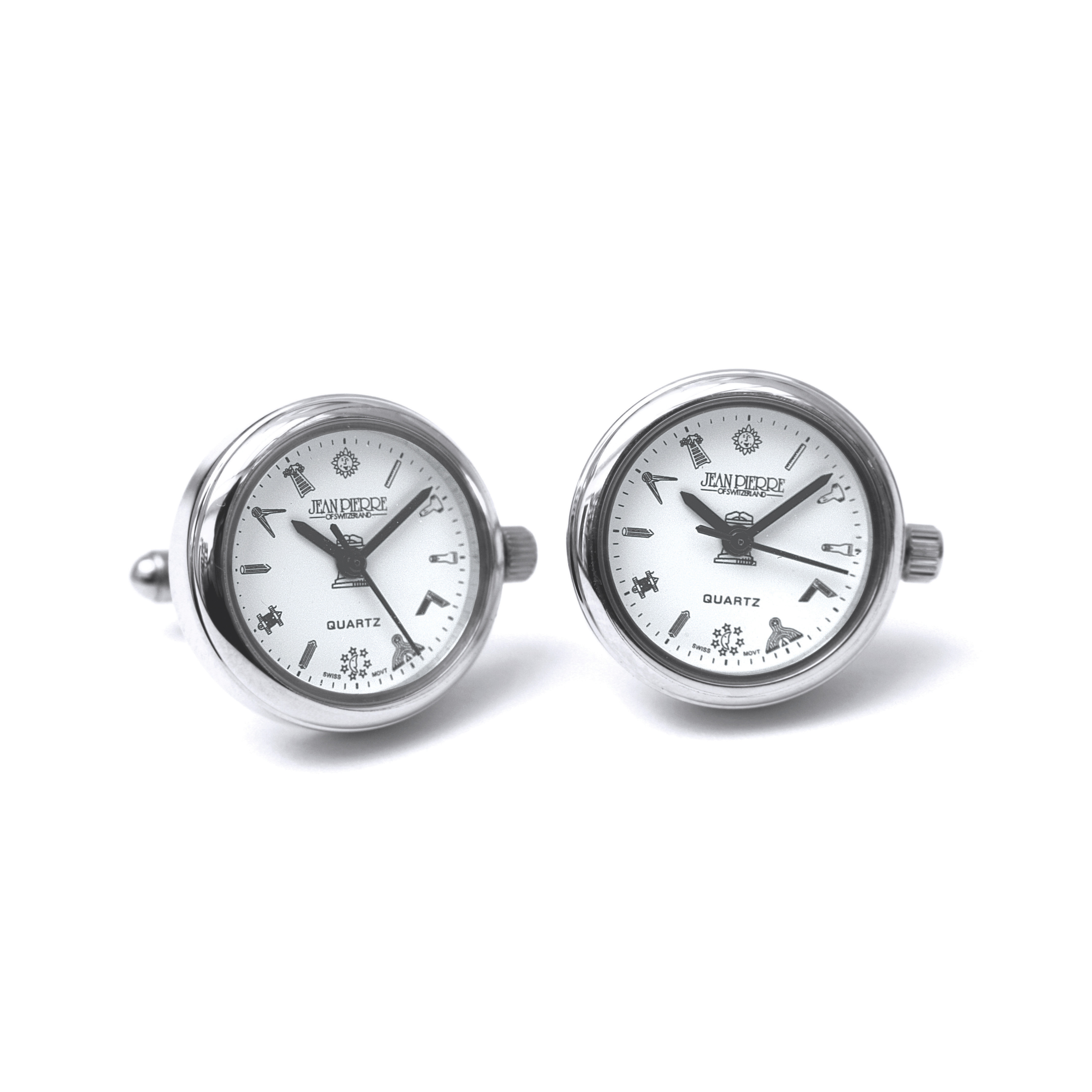 Men's Masonic Silver Plated Watch Cufflinks G412 C