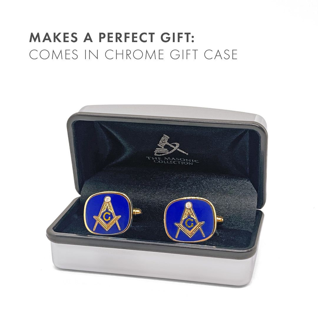 Blue Masonic Cufflinks with G